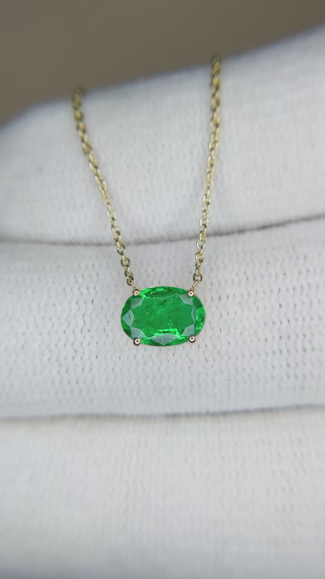 0.67 Ct. Emerald Solitaire Necklace, 14K Yellow Gold Size Video