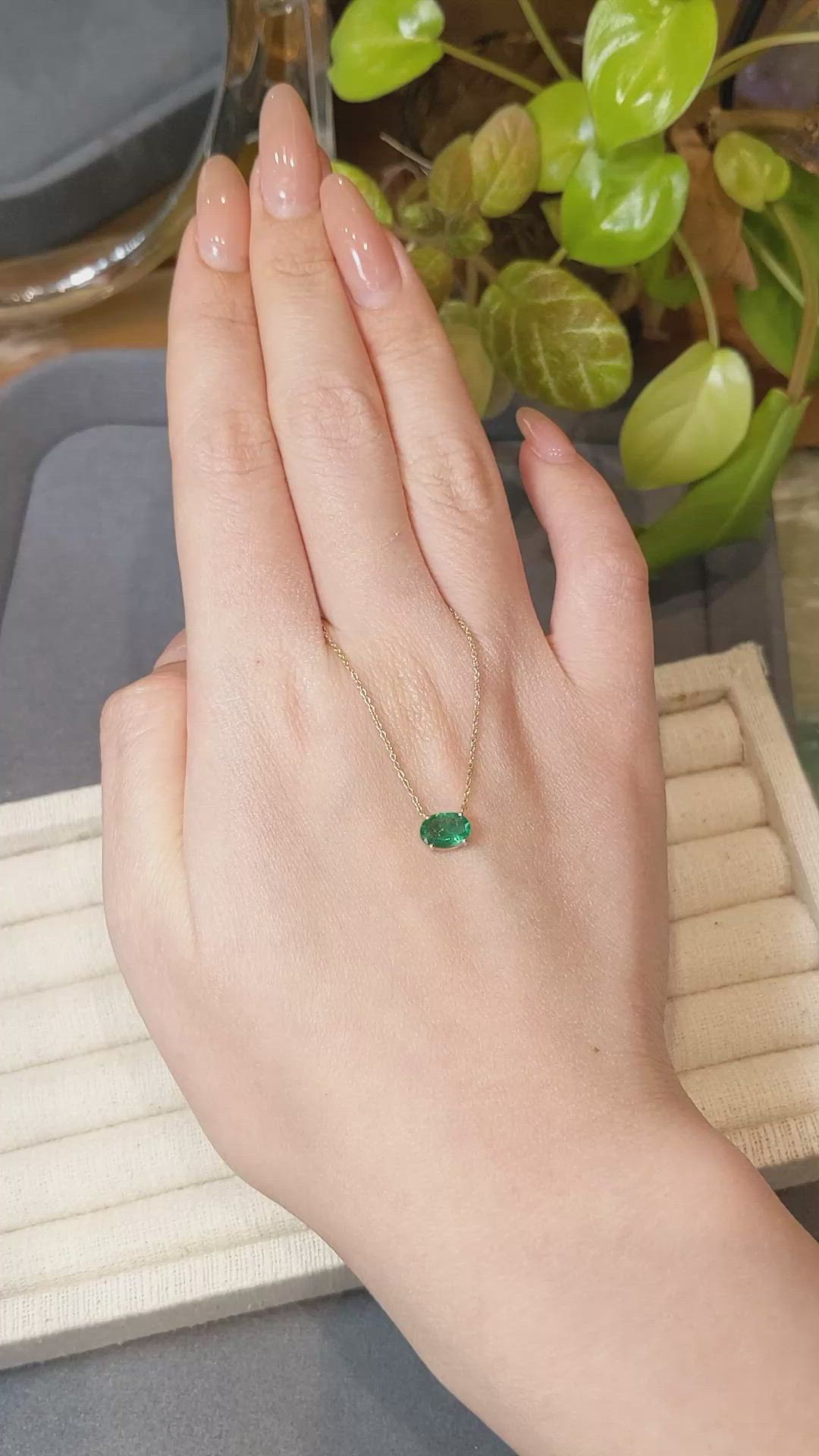0.67 Ct. Emerald Solitaire Necklace, 14K Yellow Gold Size Video