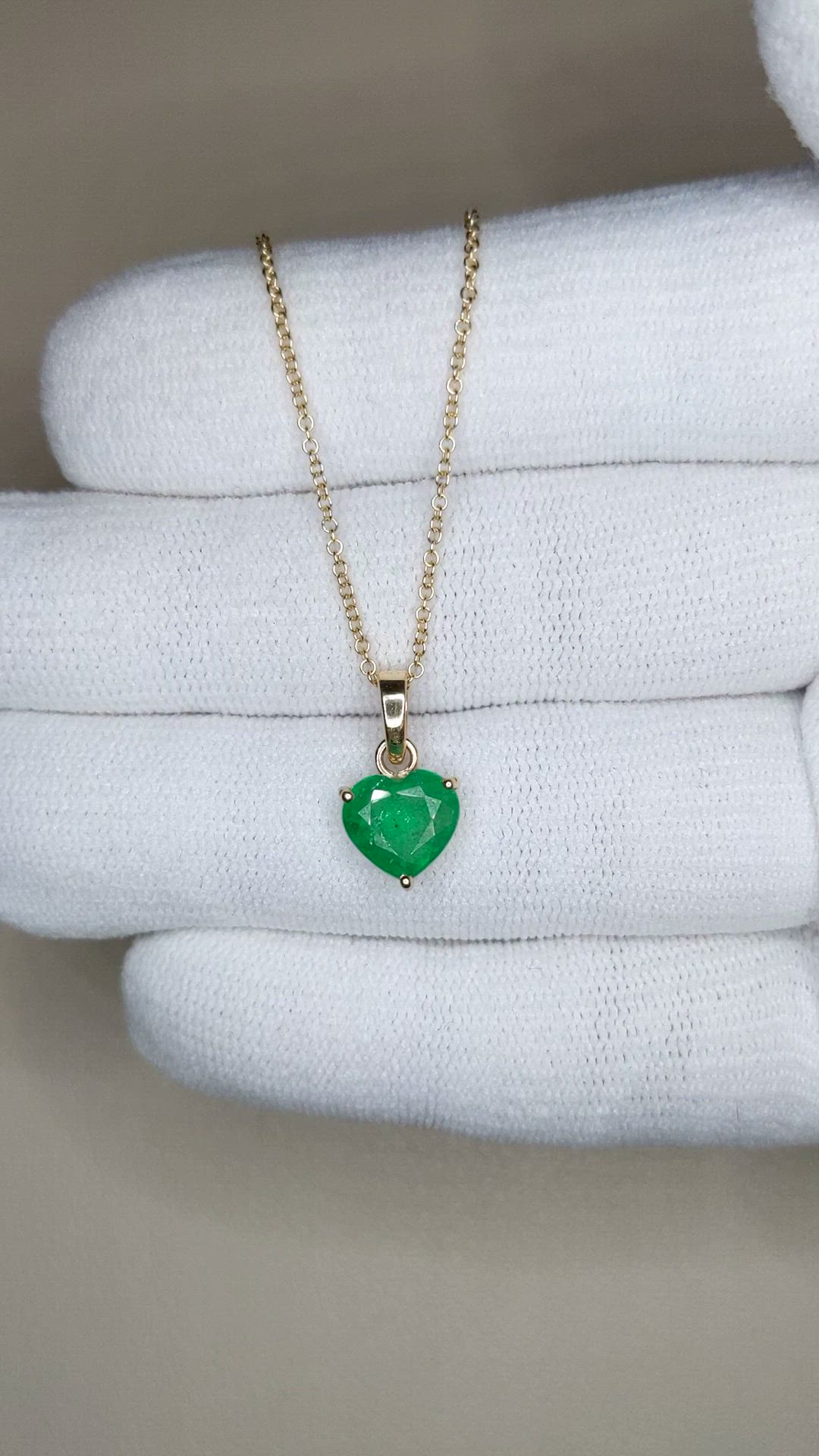 1.45 Ct. Emerald Solitaire Pendant, 14K Yellow Gold Size Video