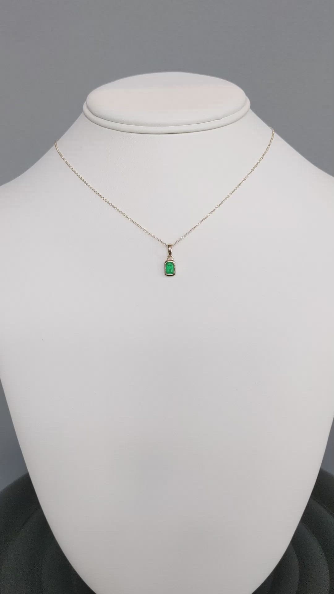 0.53 Ct. Emerald Bezel Pendant, 14K Yellow Gold Size Video