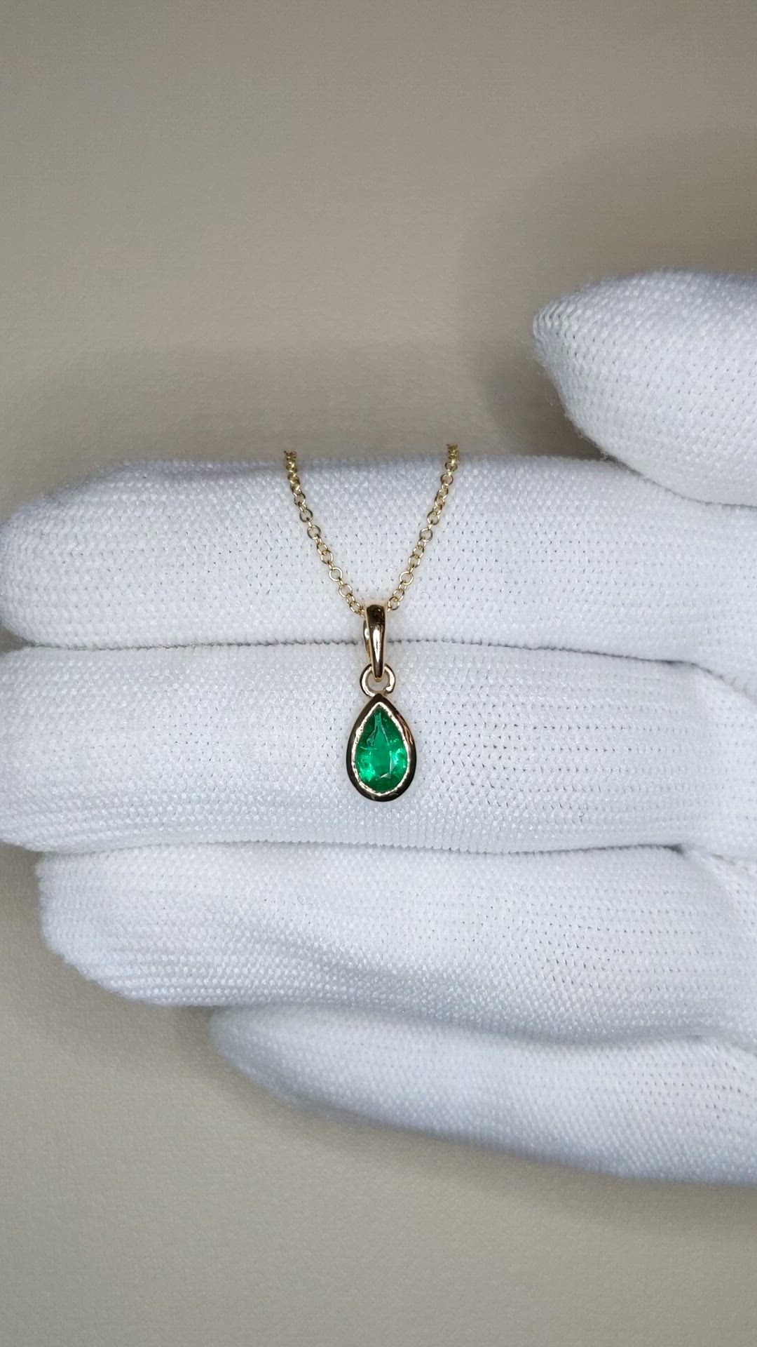 0.50 Ct. Emerald Bezel Pendant, 14K Yellow Gold Size Video
