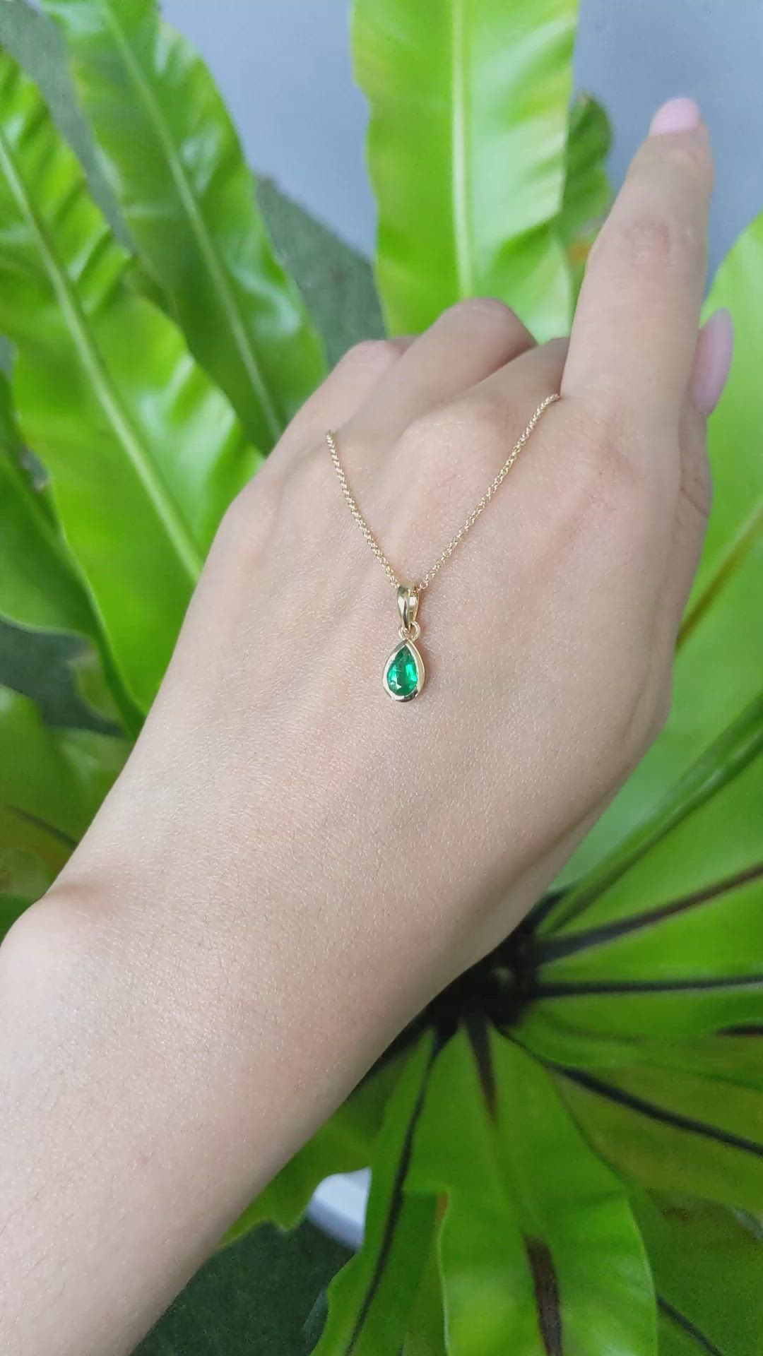 0.50 Ct. Emerald Bezel Pendant, 14K Yellow Gold Size Video
