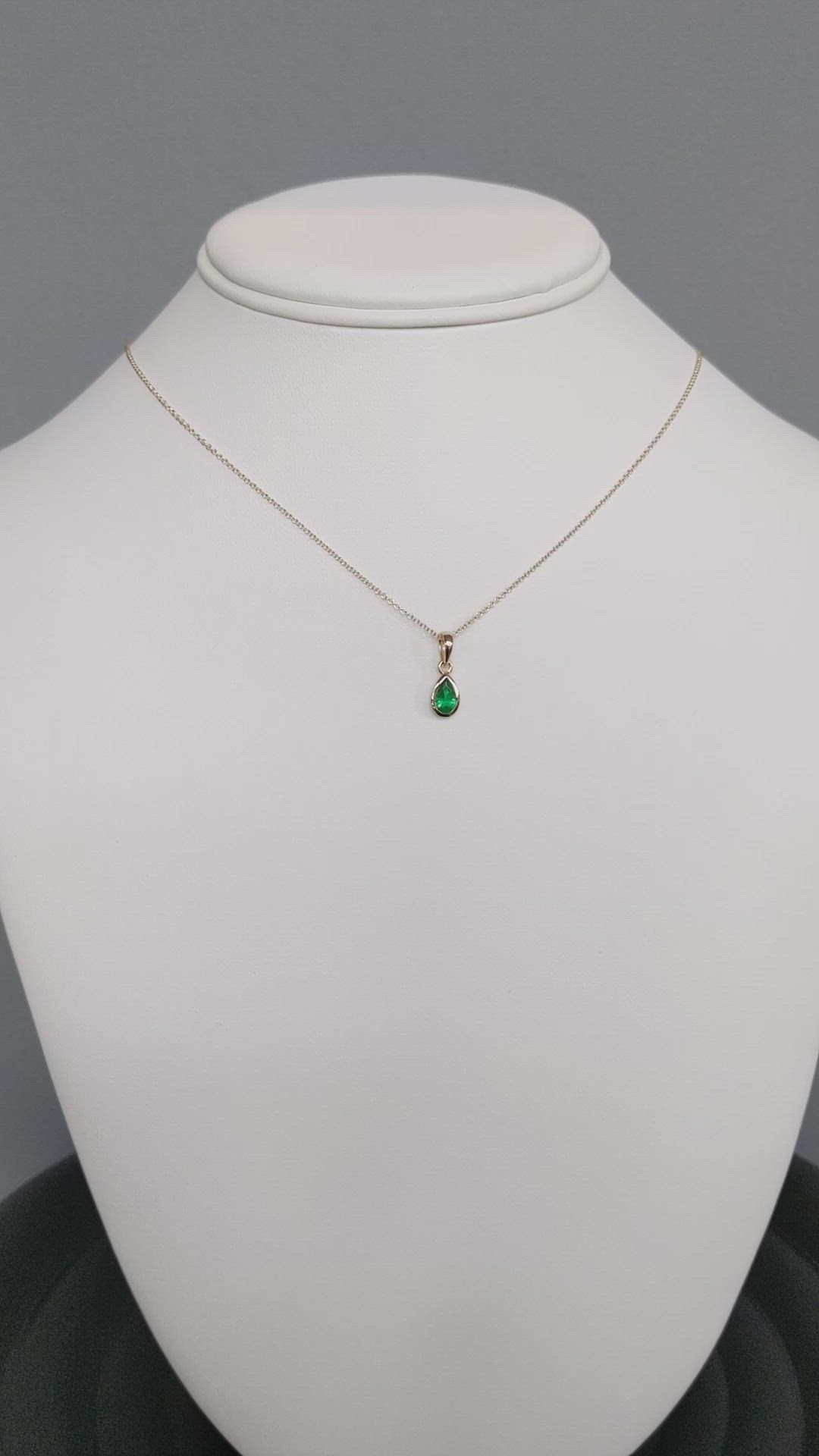 0.50 Ct. Emerald Bezel Pendant, 14K Yellow Gold Size Video