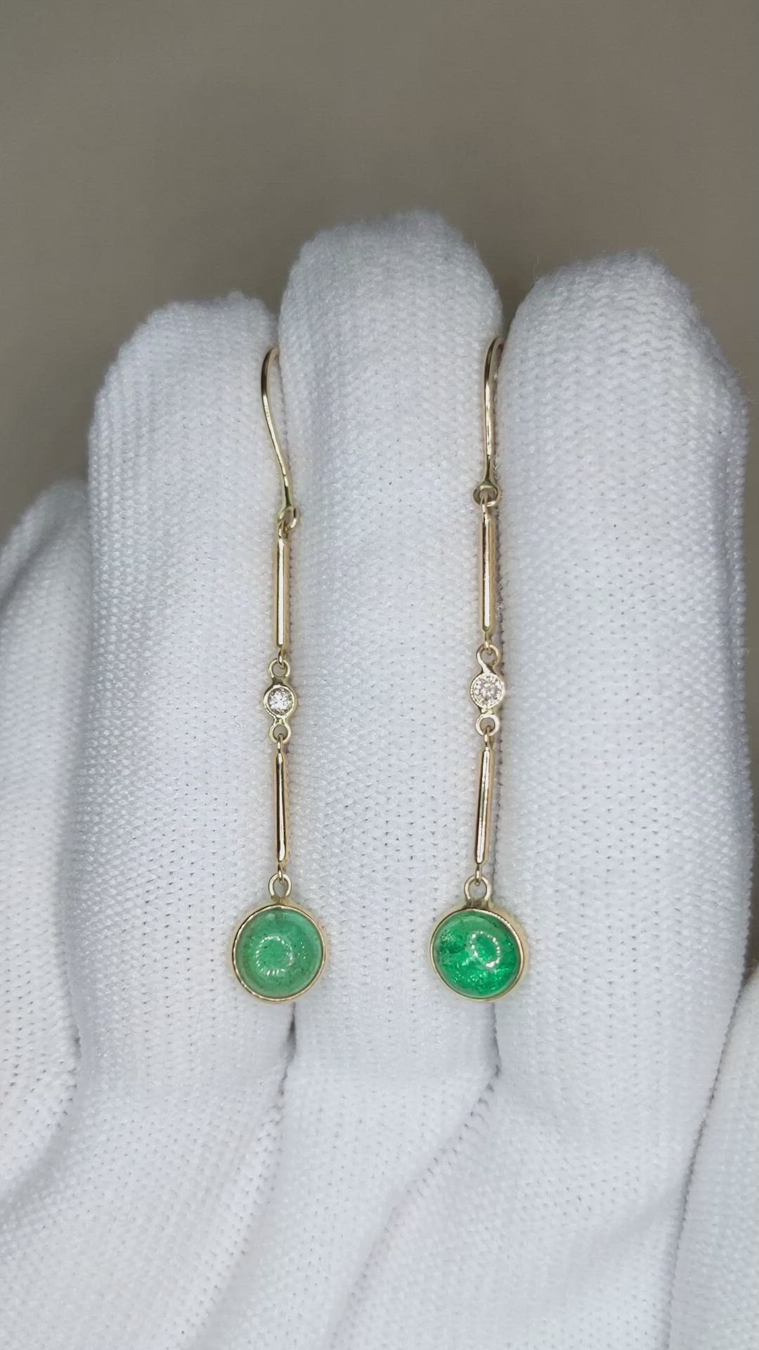 2.15 Ct.Tw.Total Carat Weight Emerald and Natural Diamond Bezel Earrings, 14K Yellow Gold Size Video