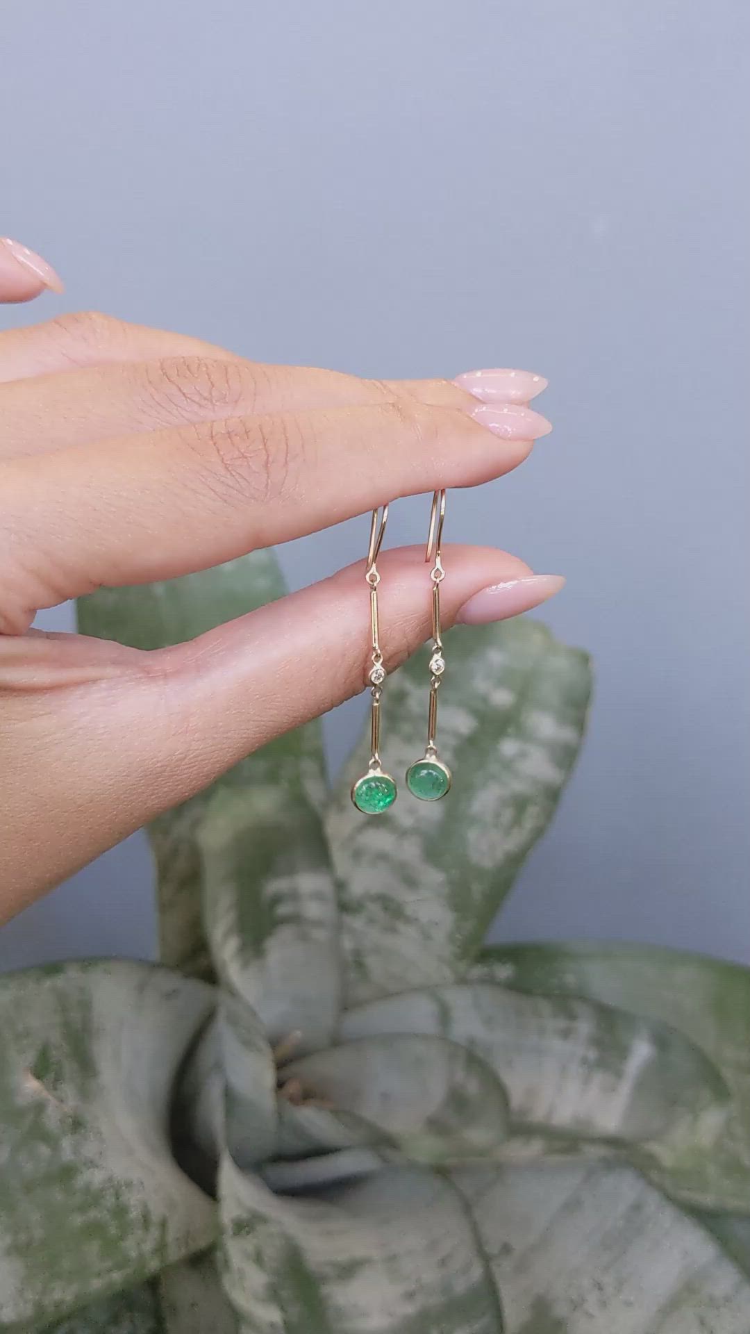 2.15 Ct.Tw.Total Carat Weight Emerald and Natural Diamond Bezel Earrings, 14K Yellow Gold Size Video