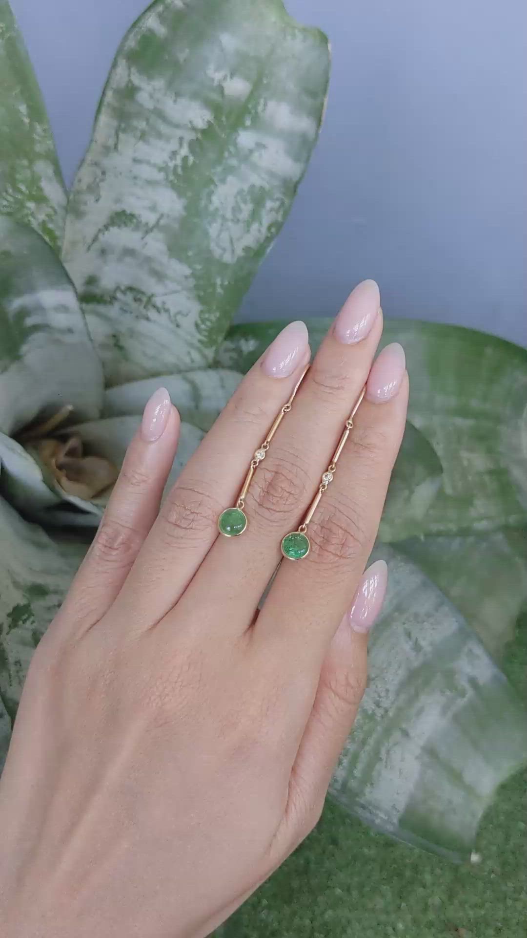 2.15 Ct.Tw.Total Carat Weight Emerald and Natural Diamond Bezel Earrings, 14K Yellow Gold Size Video