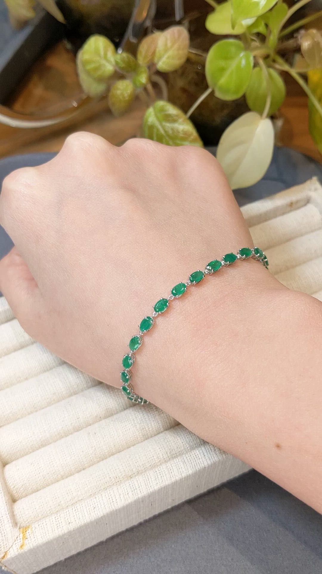 5.97 Ct.Tw.Total Carat Weight Emerald Tennis/Line Bracelet, 14K White Gold Size Video