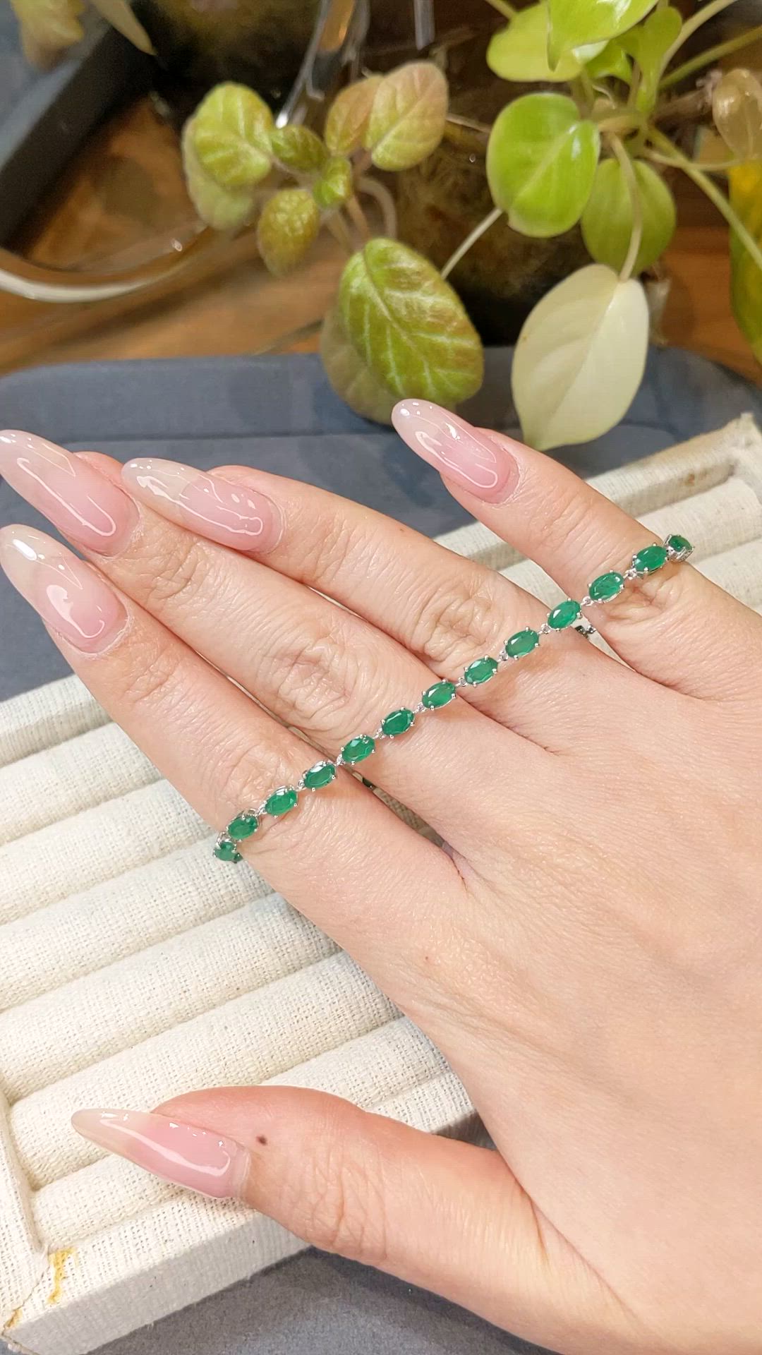 5.97 Ct.Tw.Total Carat Weight Emerald Tennis/Line Bracelet, 14K White Gold Size Video