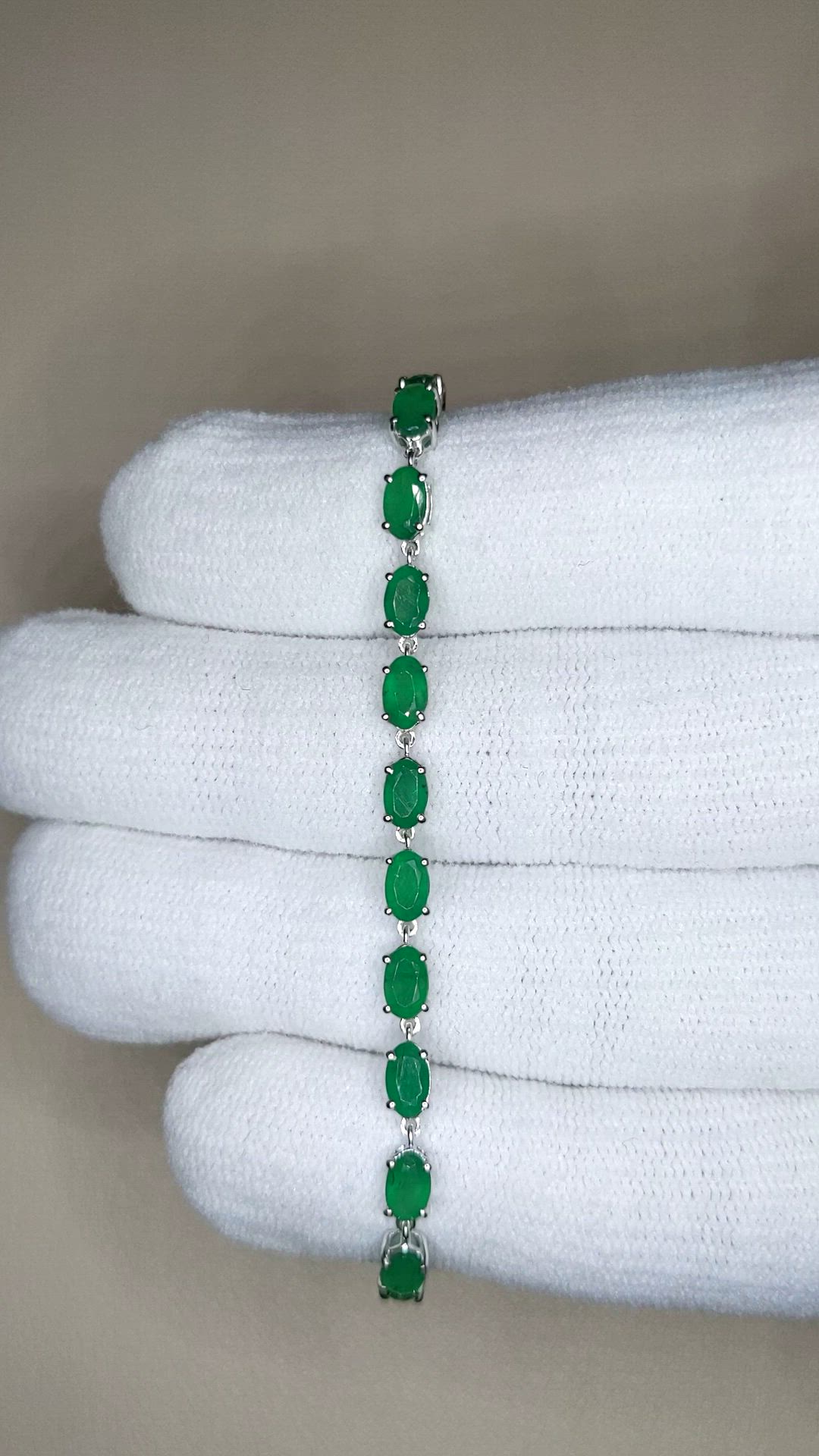 5.97 Ct.Tw.Total Carat Weight Emerald Tennis/Line Bracelet, 14K White Gold Size Video