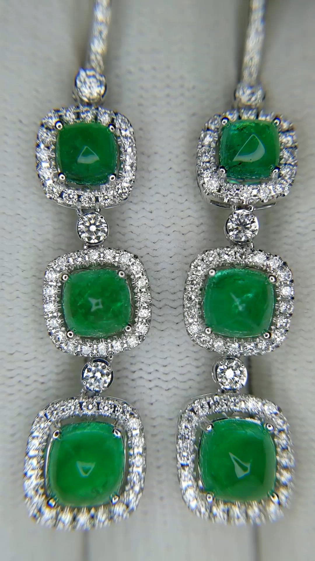 34.74 Ct. Emerald and Natural Diamond Halo Necklace, 18K White Gold Size Video