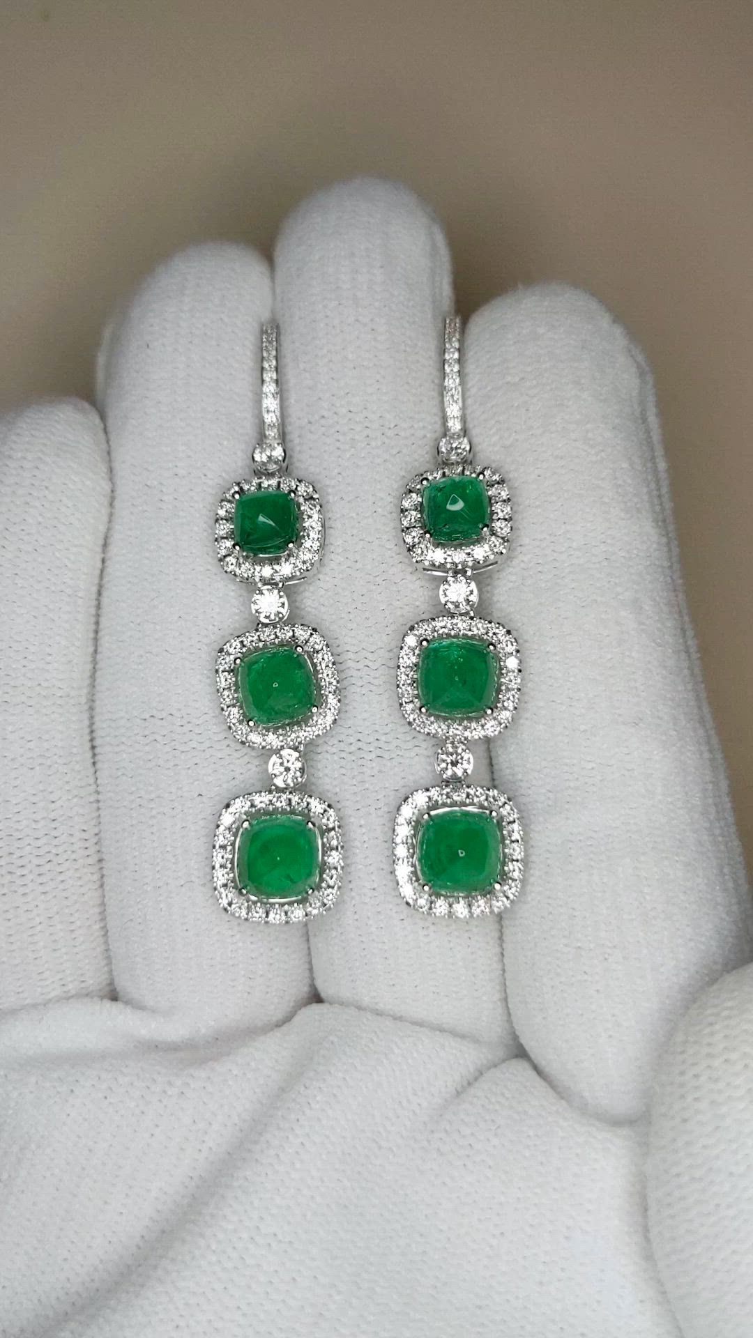 34.74 Ct. Emerald and Natural Diamond Halo Necklace, 18K White Gold Size Video