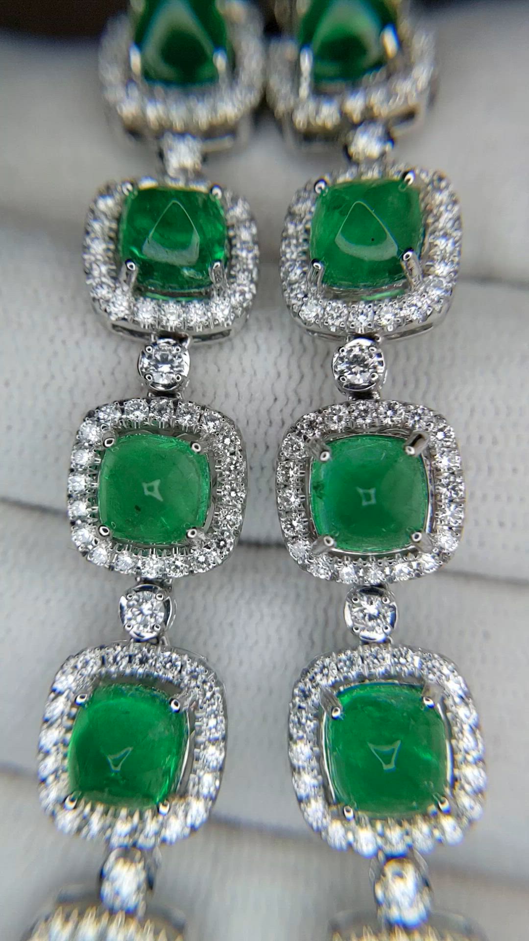 34.74 Ct. Emerald and Natural Diamond Halo Necklace, 18K White Gold Size Video