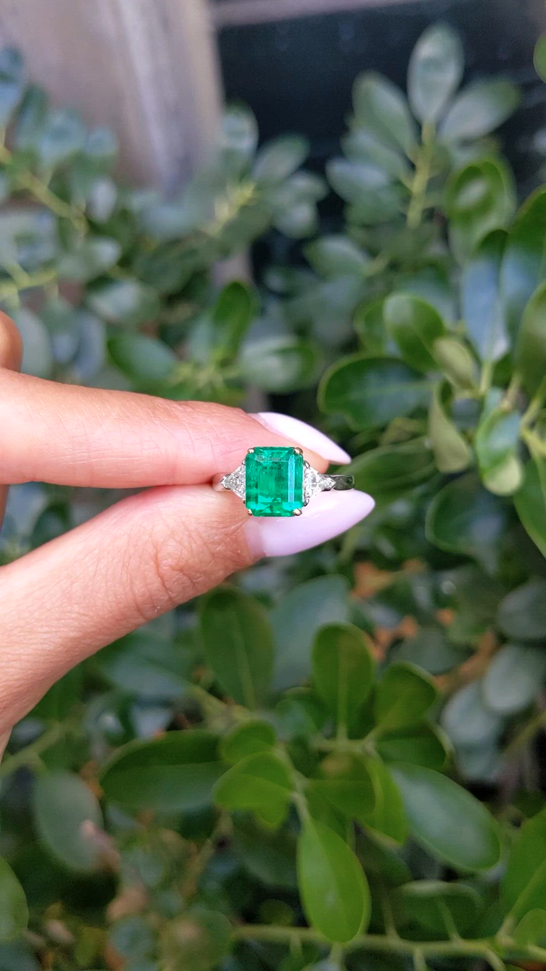 1.82 Ct. Emerald and Natural Diamond Three Stone Ring, Platinum & 14K Yellow Size Video