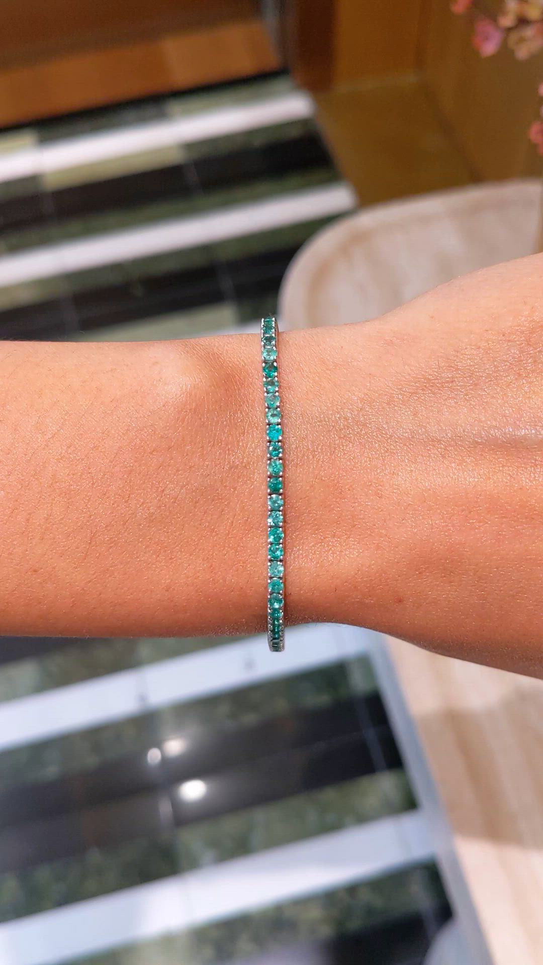3.50&nbsp;Ct.Tw.Total Carat Weight Emerald Tennis/Line Bracelet, 14K White Gold Size Video