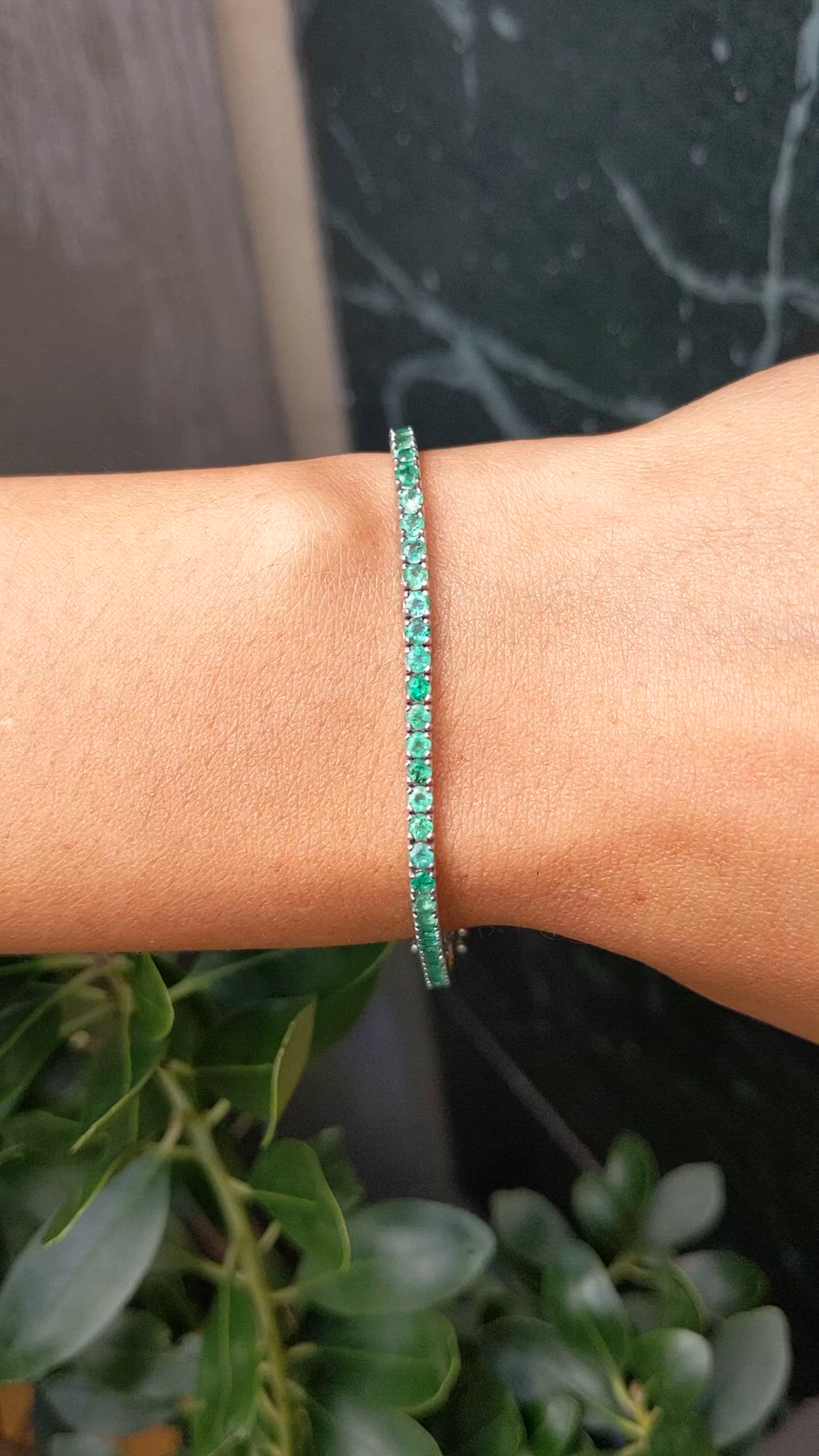 3.50&nbsp;Ct.Tw.Total Carat Weight Emerald Tennis/Line Bracelet, 14K White Gold Size Video