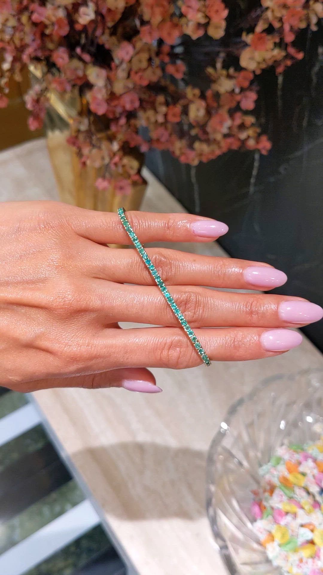 3.50&nbsp;Ct.Tw.Total Carat Weight Emerald Tennis/Line Bracelet, 14K Yellow Gold Size Video