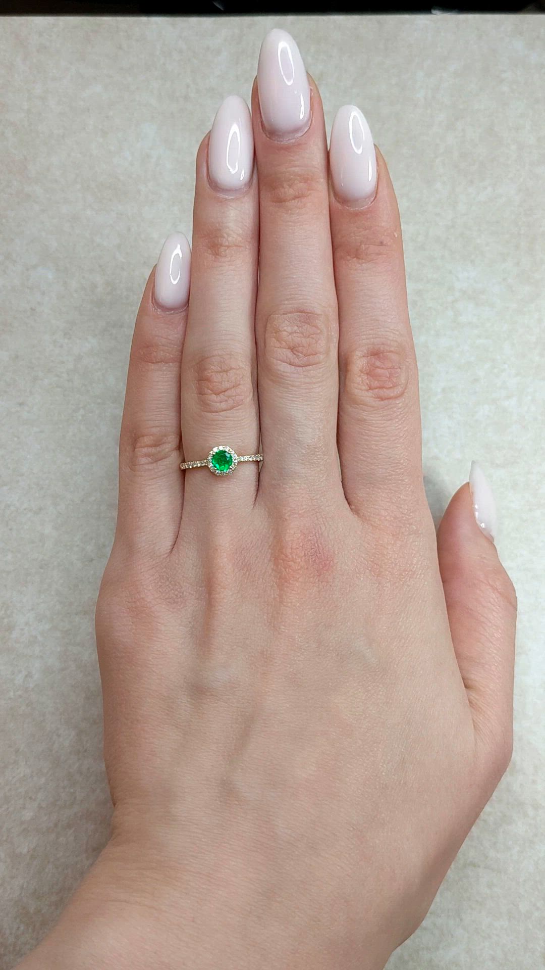 0.26 Ct. Emerald and Natural Diamond Pave Ring, 14K Yellow Gold Size Video