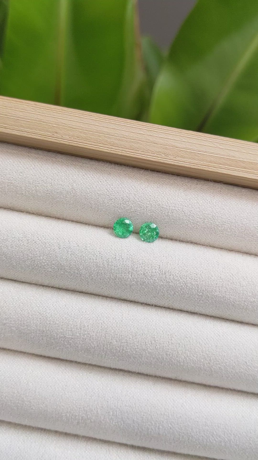 0.50 Ct.Tw. Emerald Studs Earrings, 14K Yellow Gold Size Video