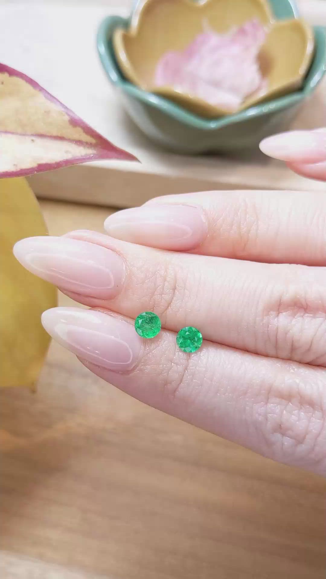 0.79 Ct.Tw. Emerald Studs Earrings, 14K Yellow Gold Size Video