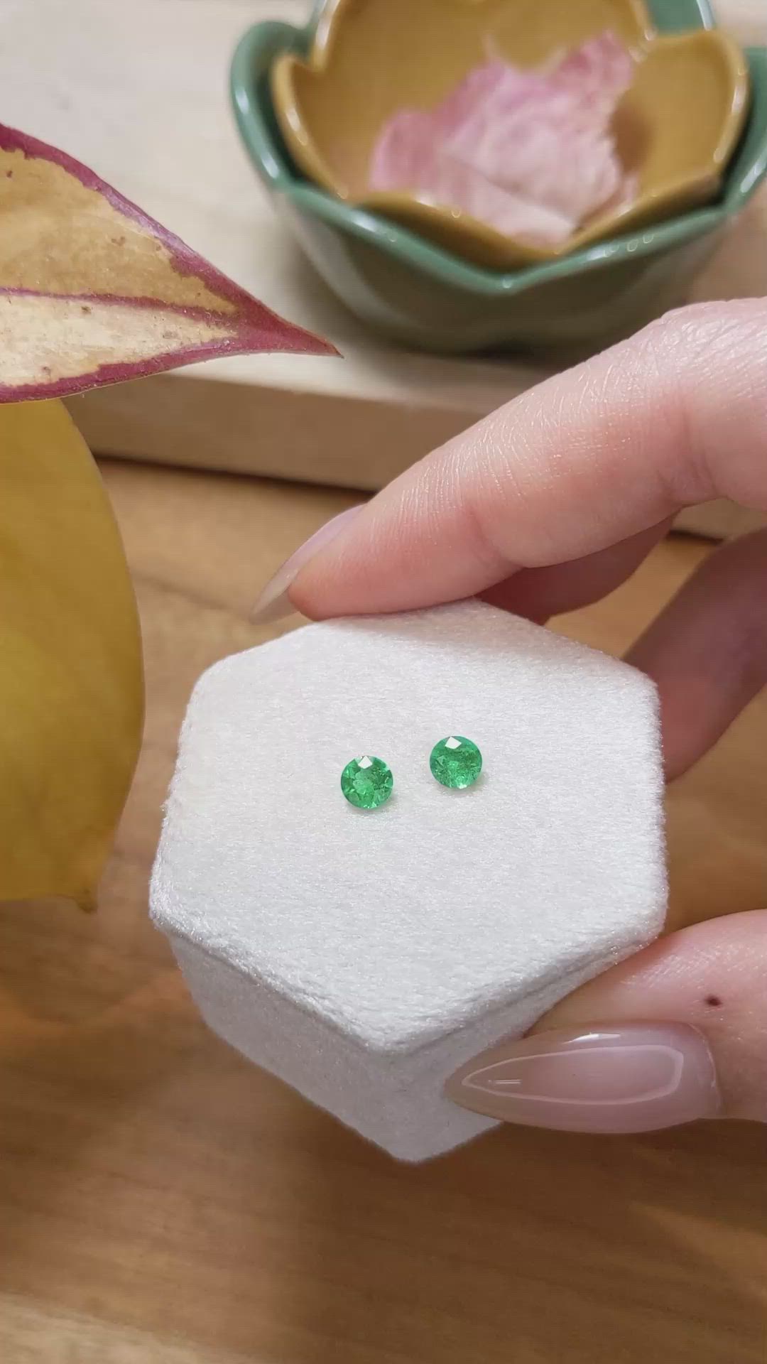 0.50 Ct.Tw. Emerald Natural Diamond Pave Earrings, 18K White Gold Size Video