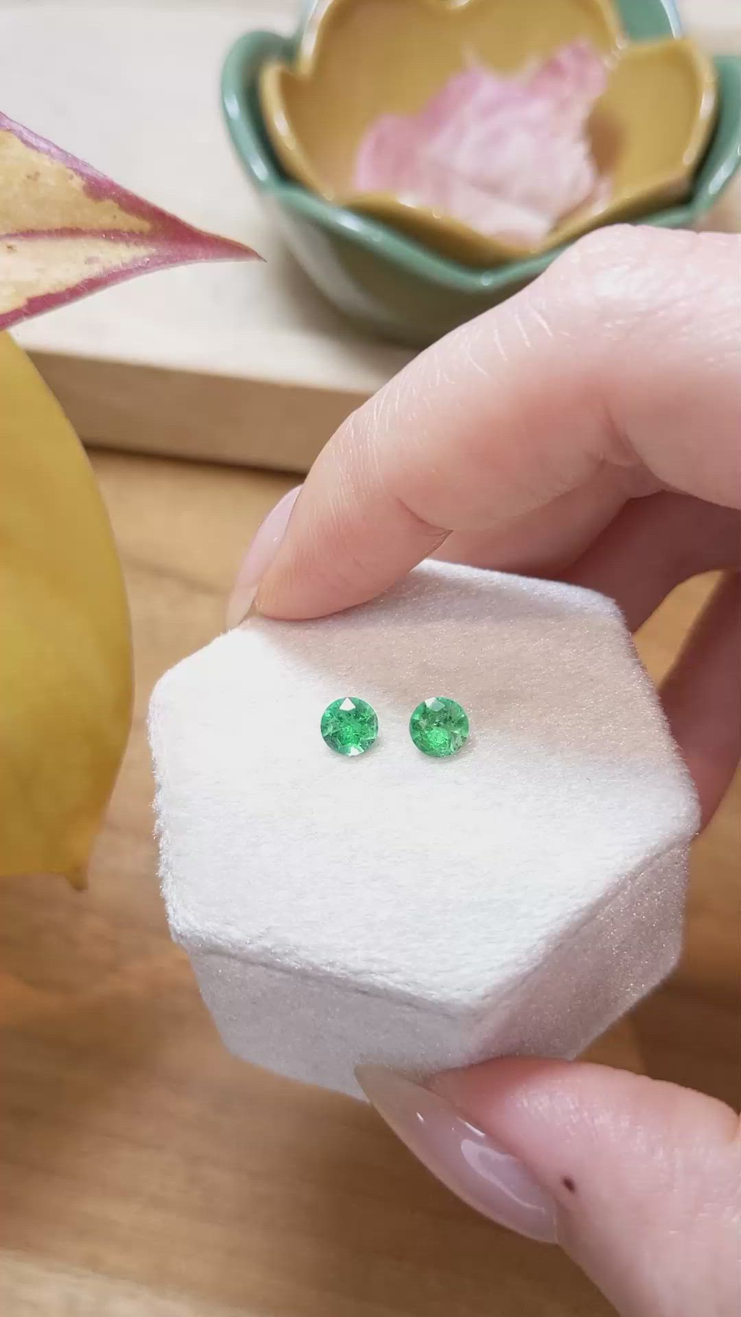 0.72 Ct.Tw. Emerald Natural Diamond Pave Earrings, 18K White Gold Size Video