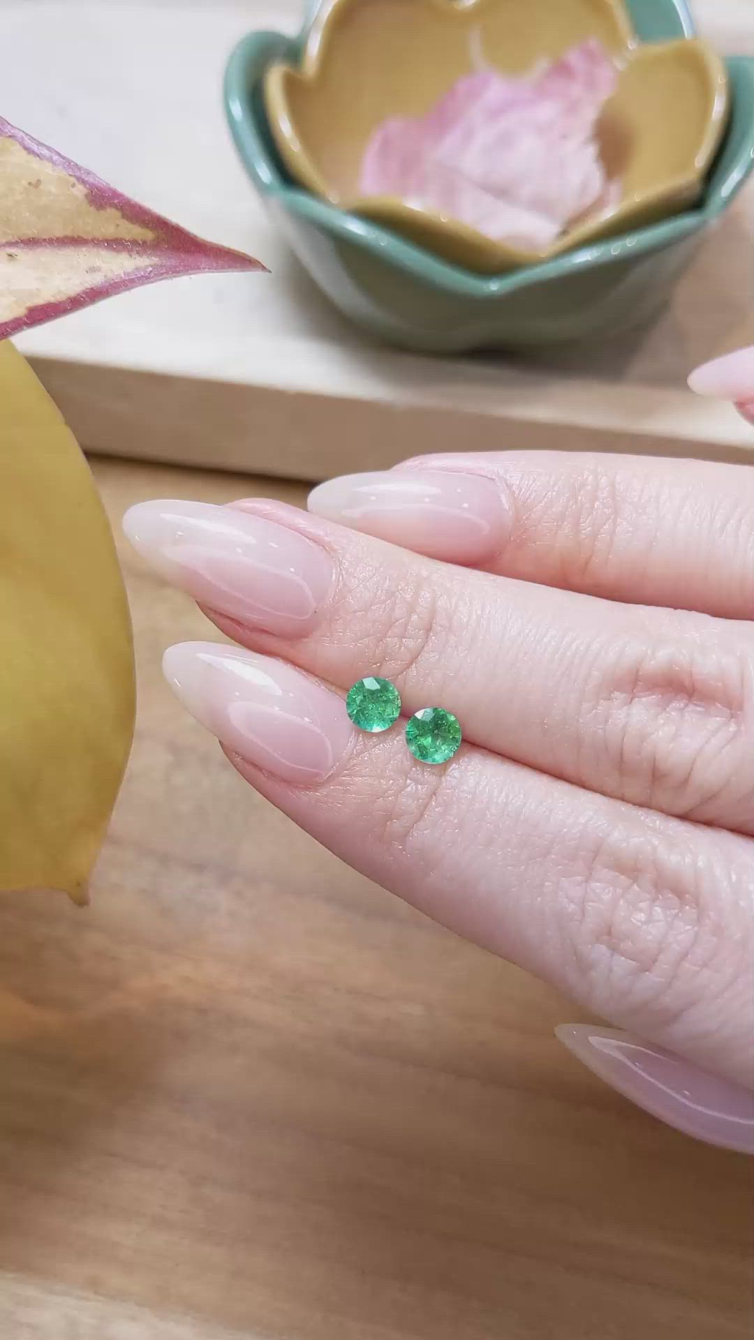 0.72 Ct.Tw. Emerald Natural Diamond Pave Earrings, 18K White Gold Size Video