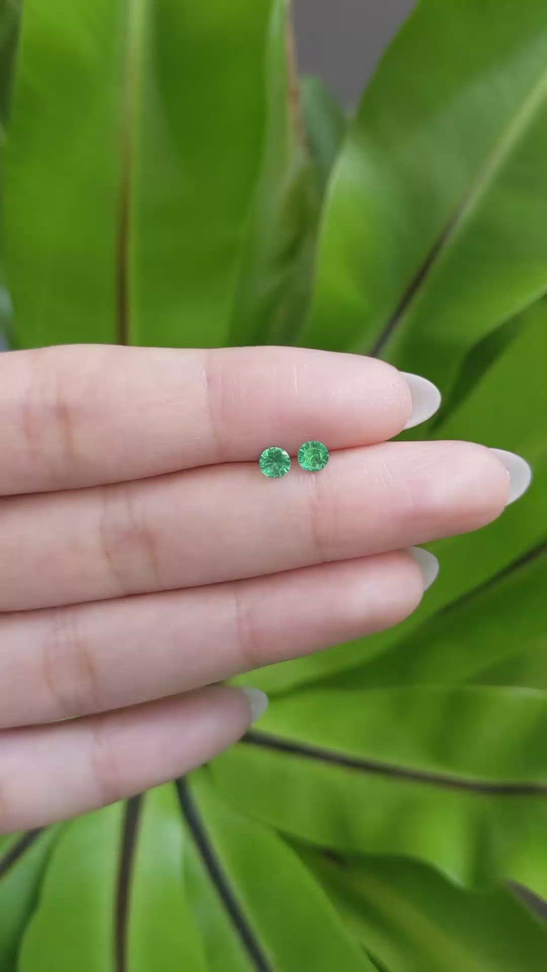 0.40 Ct.Tw. Emerald Natural Diamond Pave Earrings, 18K White Gold Size Video