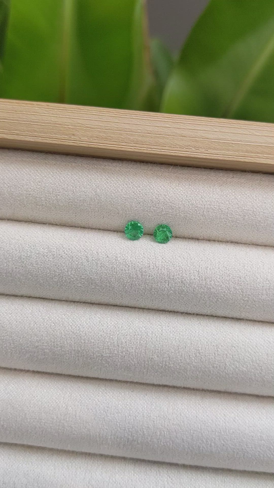0.40 Ct.Tw. Emerald Natural Diamond Pave Earrings, 18K White Gold Size Video