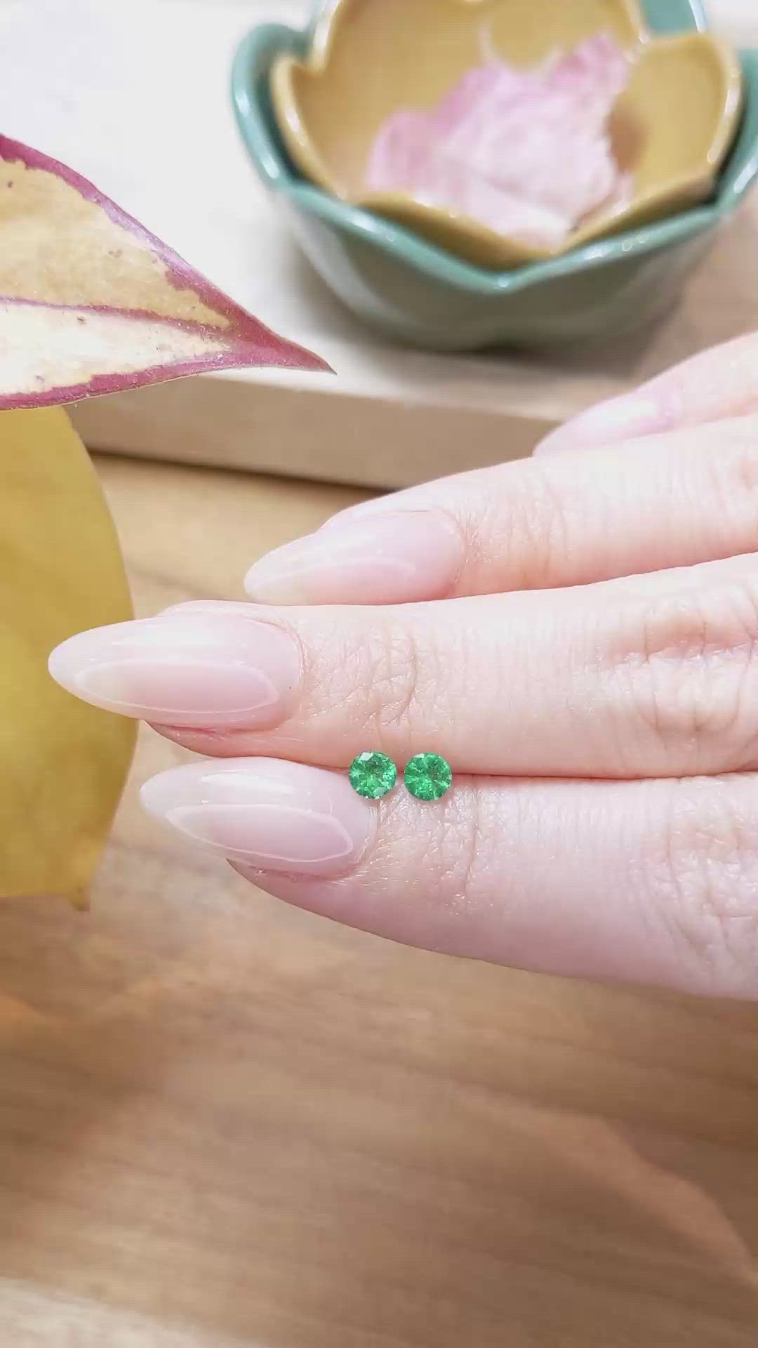 0.40 Ct.Tw. Emerald Natural Diamond Pave Earrings, 18K Yellow Gold Size Video