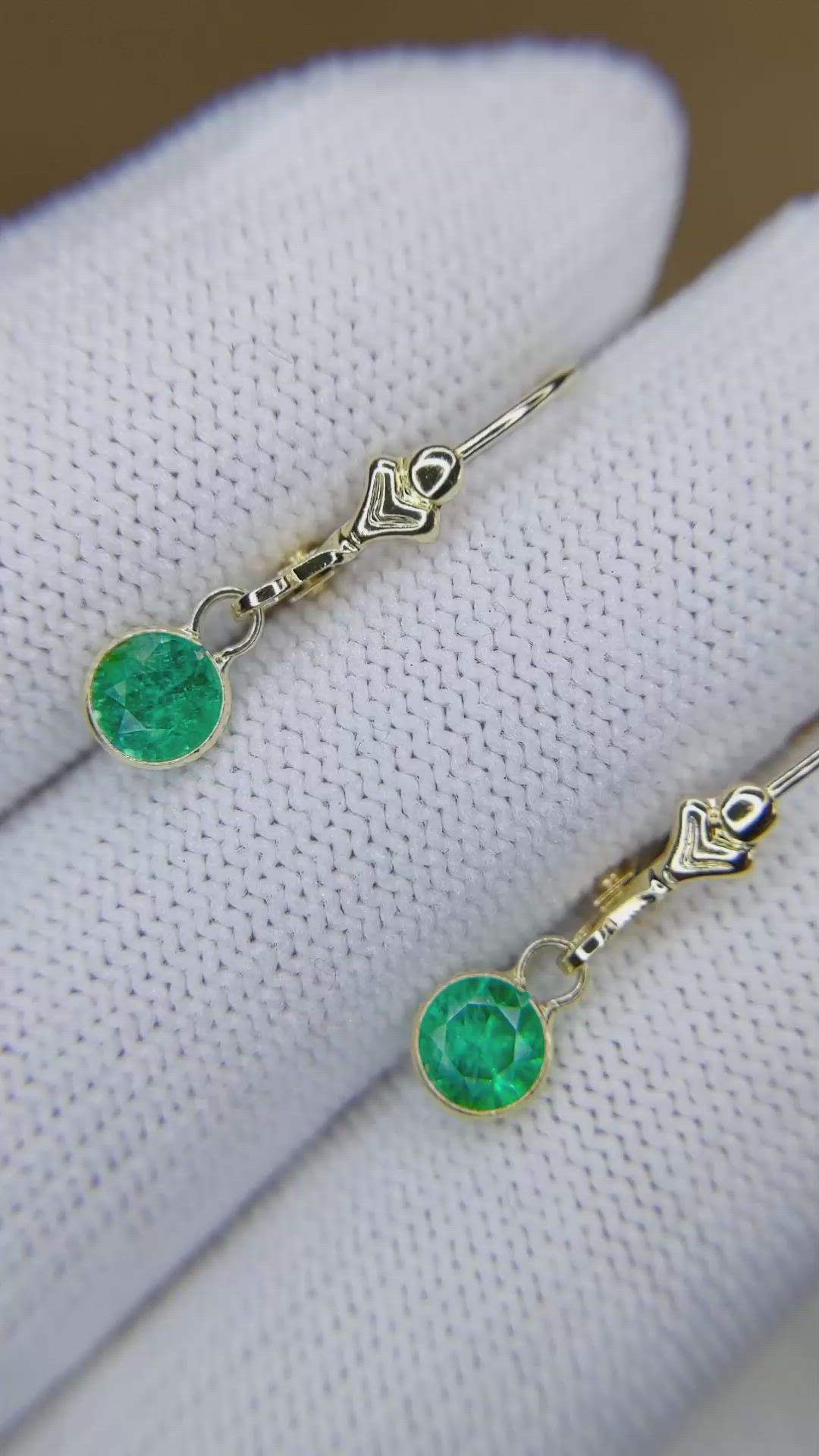 0.60&nbsp;Ct.Tw.Total Carat Weight Emerald Bezel Earrings, 14K Yellow Gold Size Video