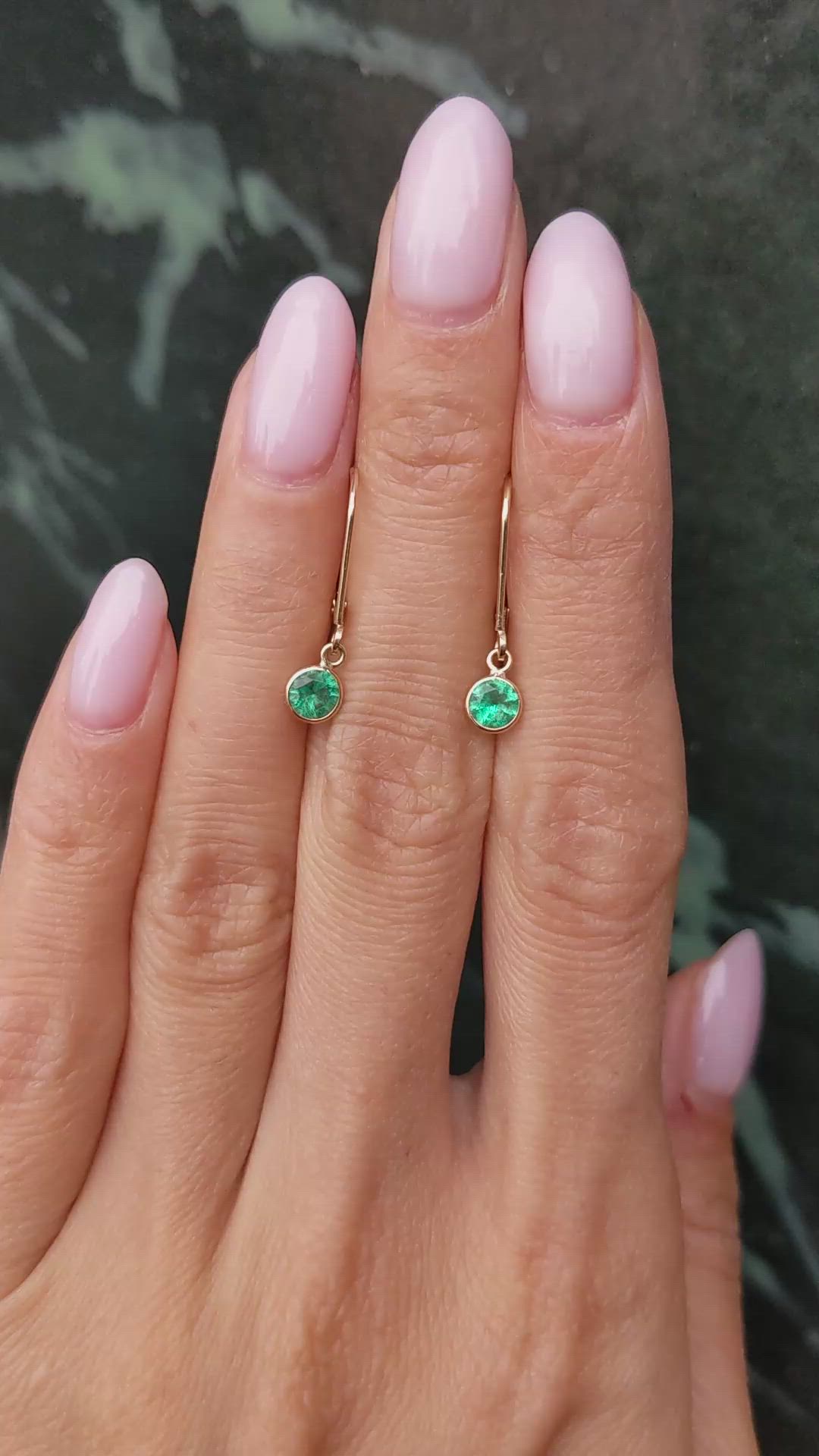 0.60&nbsp;Ct.Tw.Total Carat Weight Emerald Bezel Earrings, 14K Yellow Gold Size Video