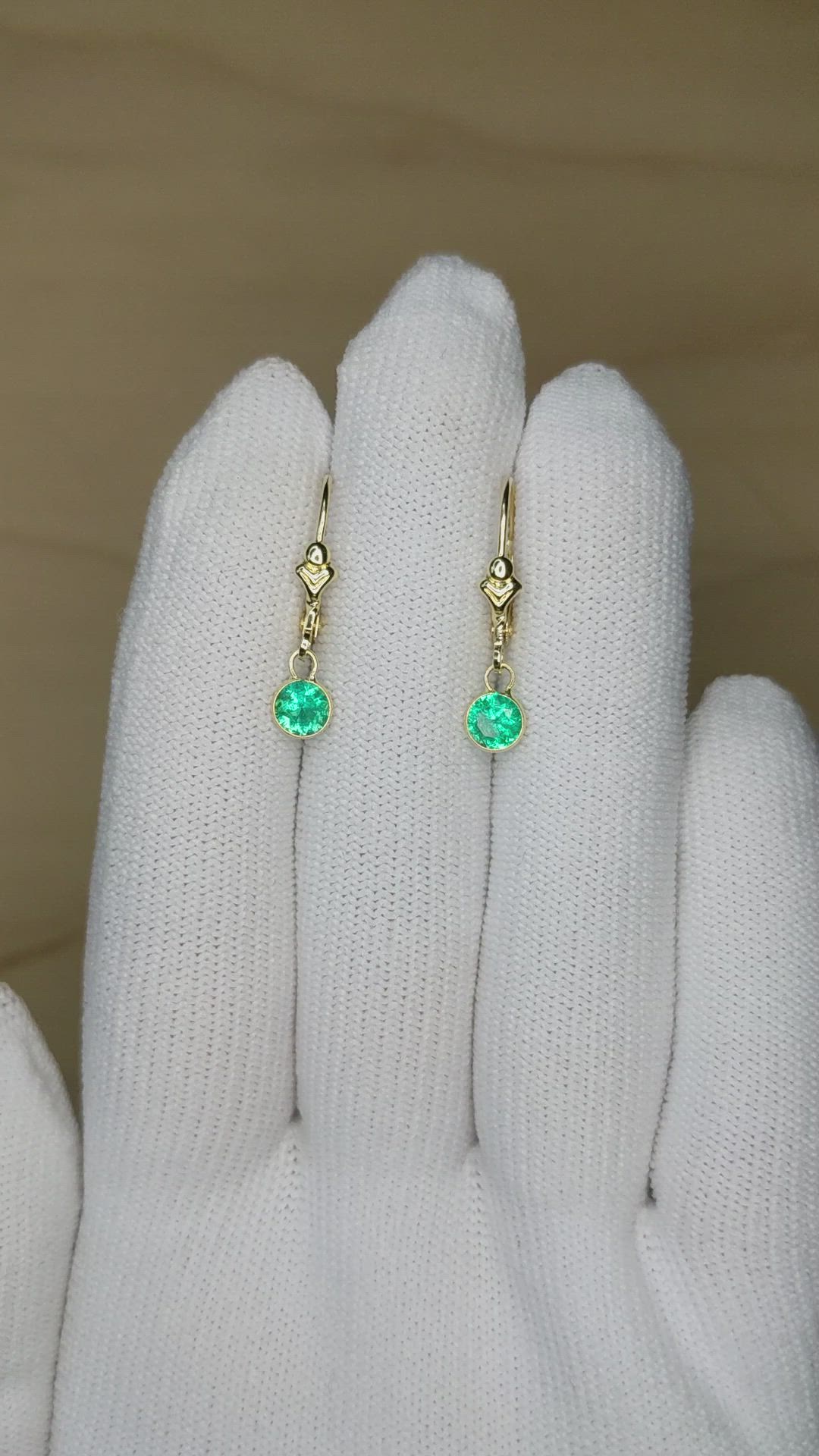0.60&nbsp;Ct.Tw.Total Carat Weight Emerald Bezel Earrings, 14K Yellow Gold Size Video