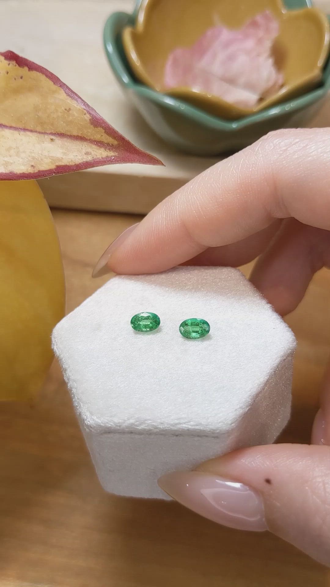 1.00 Ct.Tw. Emerald Natural Diamond Halo Earrings, 18K White Gold Size Video