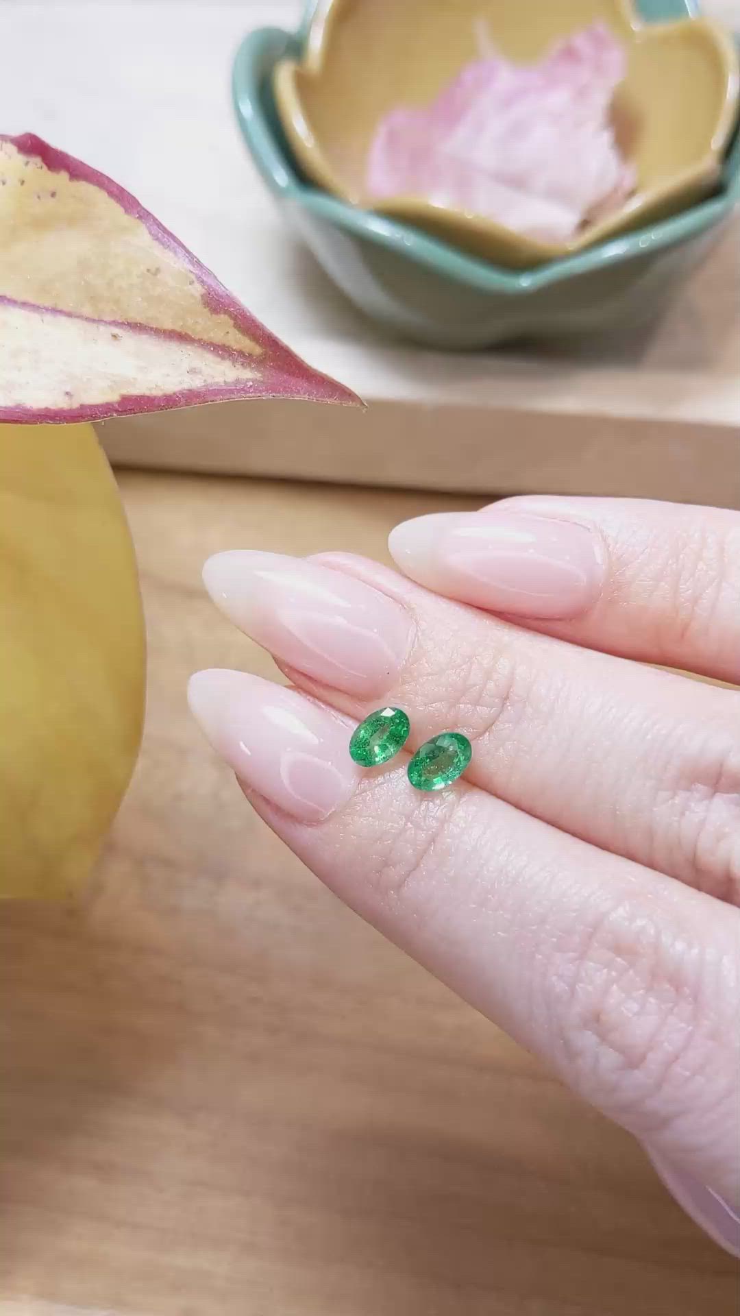 1.00 Ct.Tw. Emerald Natural Diamond Halo Earrings, 18K White Gold Size Video