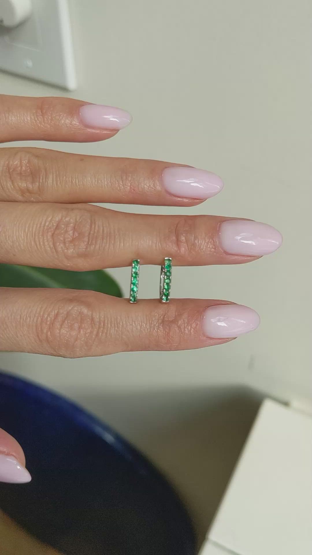 0.32&nbsp;Ct.Tw.Total Carat Weight Emerald Hoops Earrings, 14K White Gold Size Video