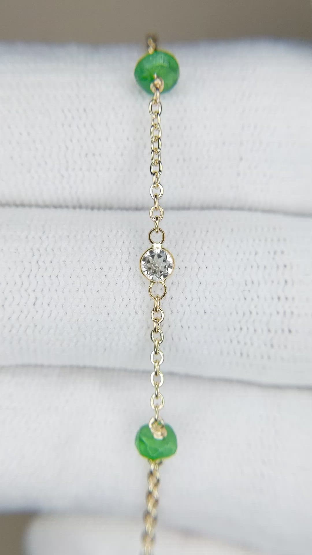1.26 Ct.Tw. Emerald Topaz Accent Stones Bracelet, 18K Yellow Gold Size Video