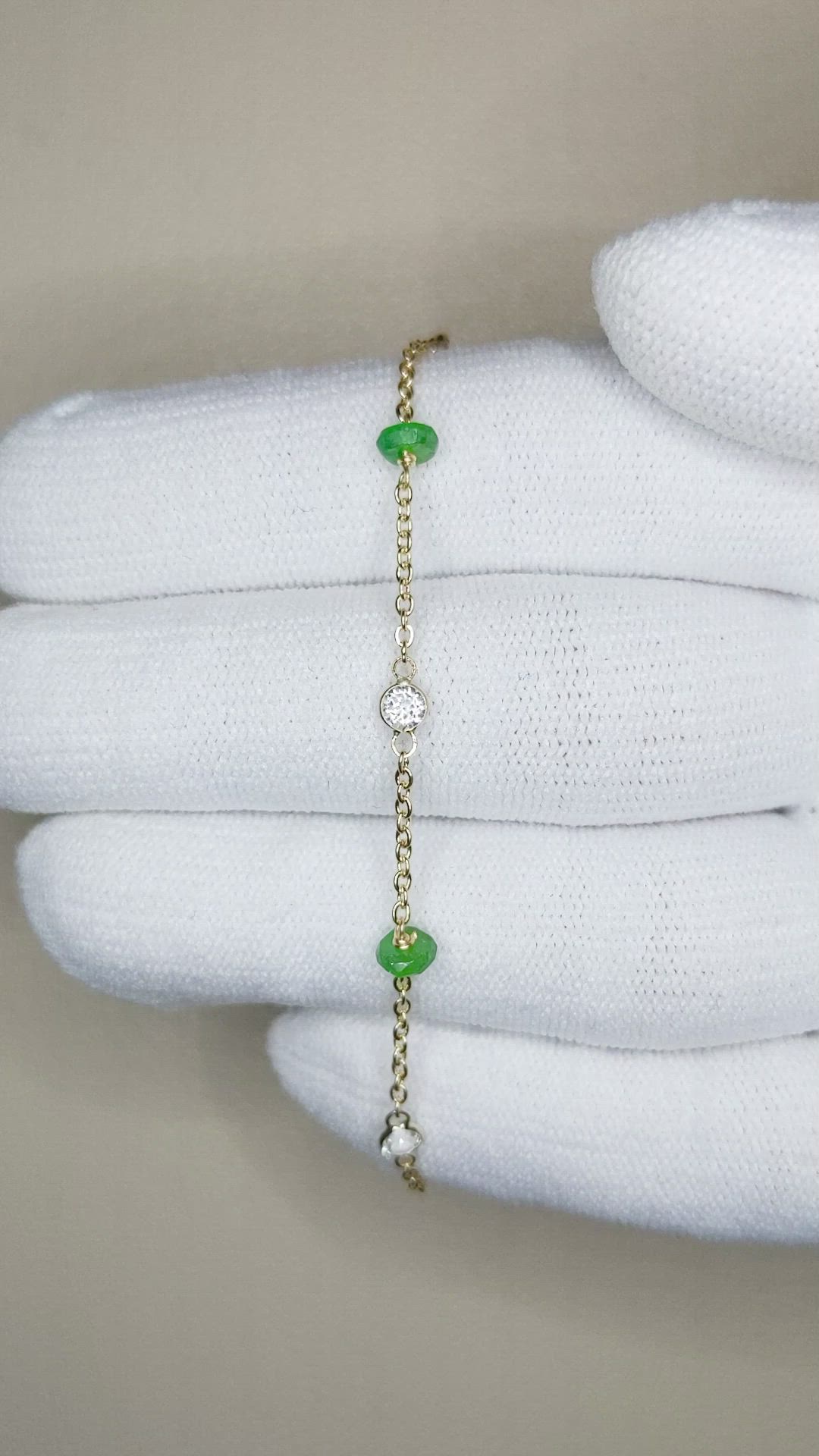 1.26 Ct.Tw. Emerald Topaz Accent Stones Bracelet, 18K Yellow Gold Size Video