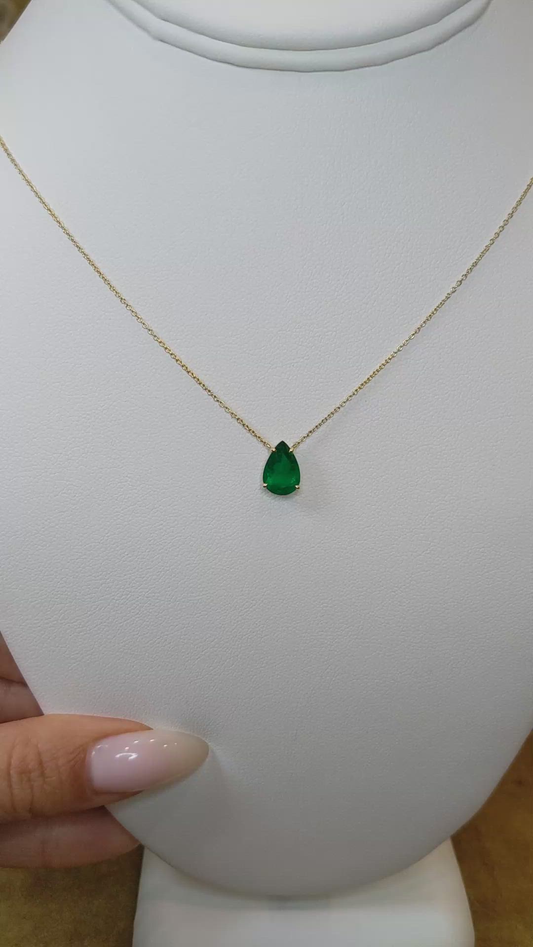 1.56 Ct. Emerald Halo Pendant, 14K Yellow Gold Size Video