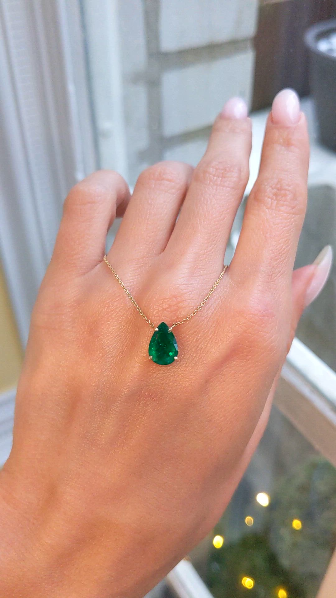 1.56 Ct. Emerald Halo Pendant, 14K Yellow Gold Size Video