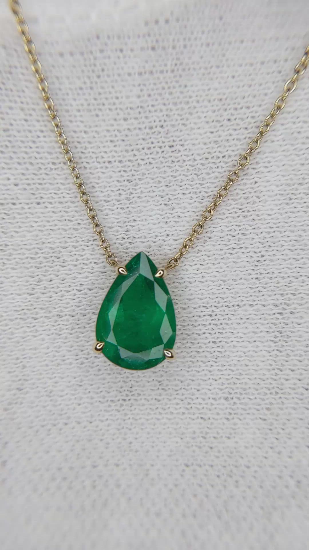 1.56 Ct. Emerald Halo Pendant, 14K Yellow Gold Size Video