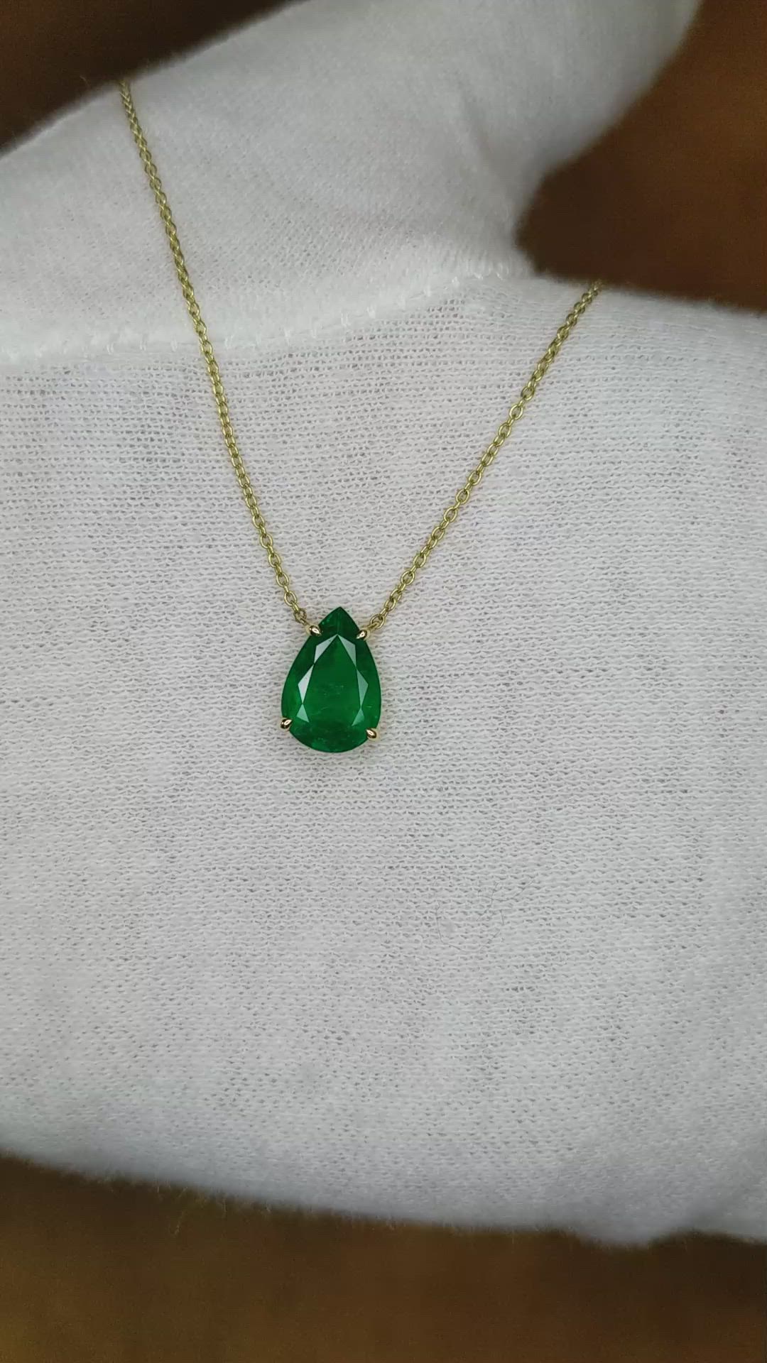 1.56 Ct. Emerald Halo Pendant, 14K Yellow Gold Size Video