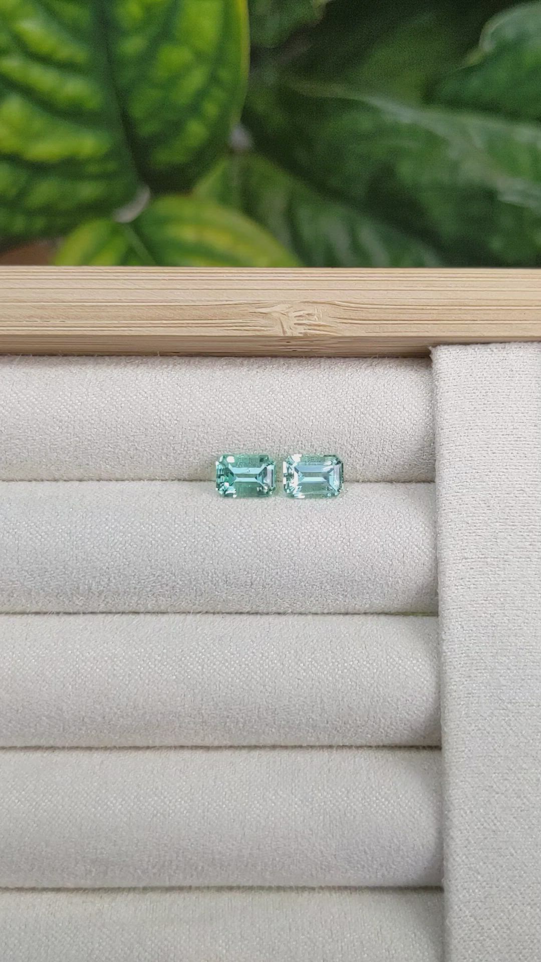 2.03 Ct.Tw.Total Carat Weight Emerald Pair from Russia Size Video