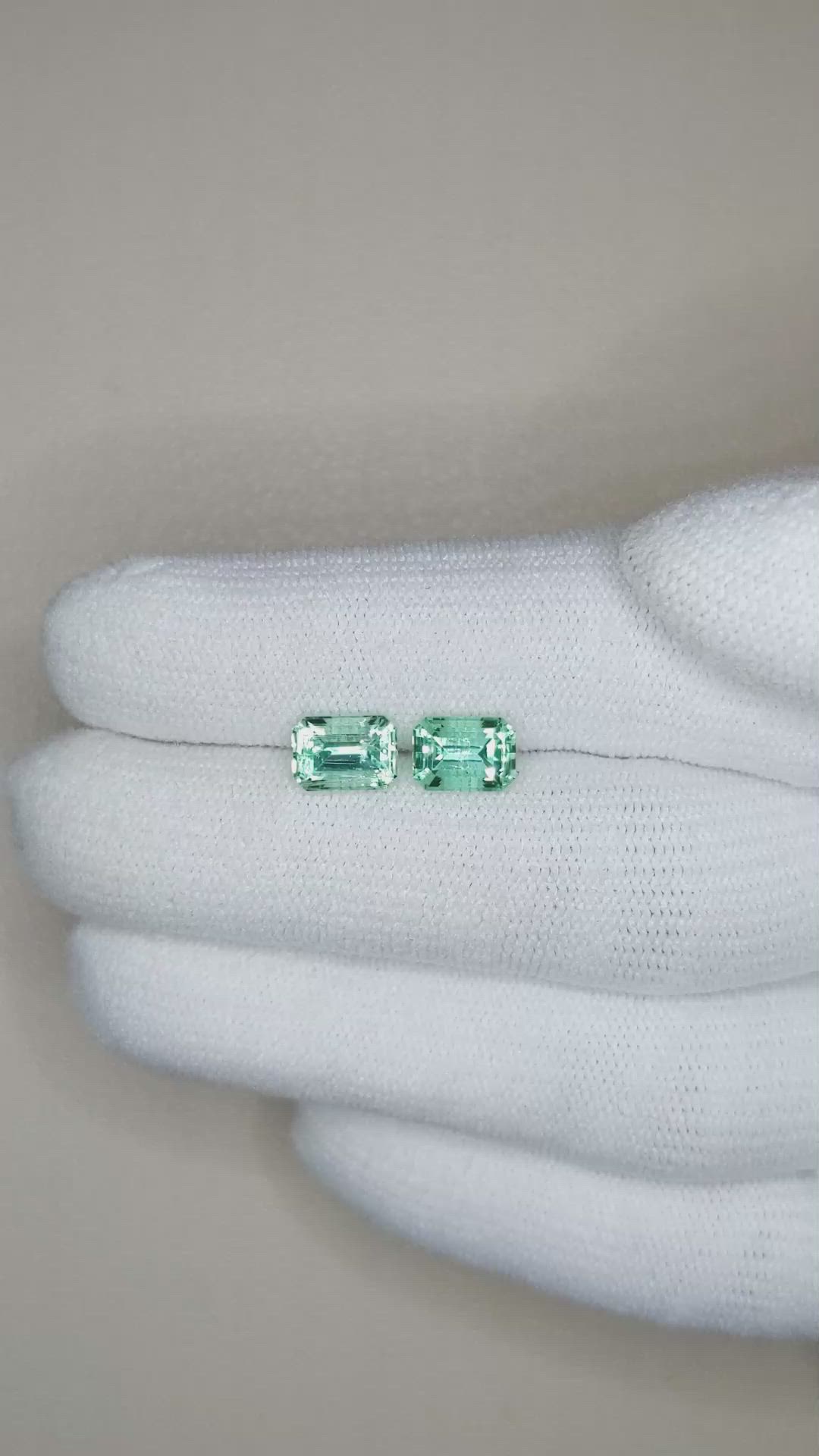 2.03 Ct.Tw.Total Carat Weight Emerald Pair from Russia Size Video