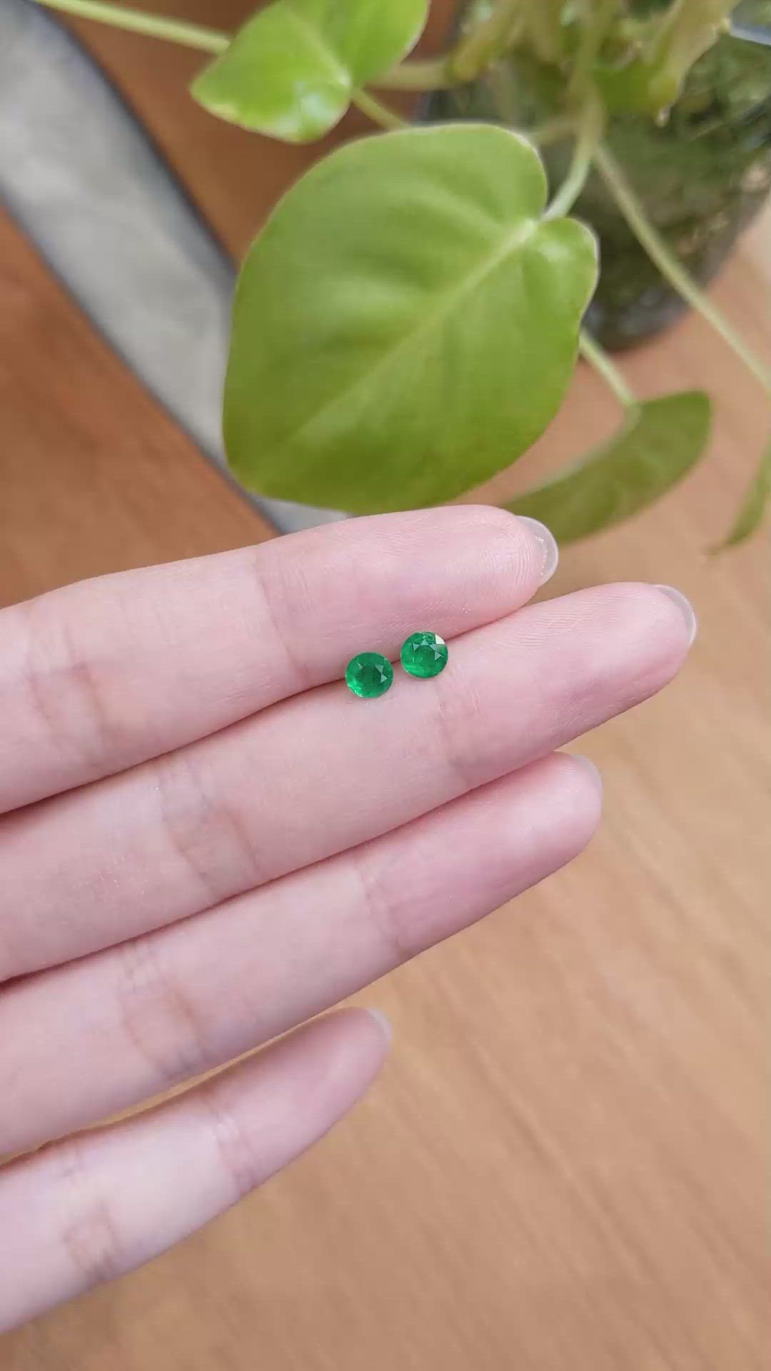 0.50 Ct.Tw.Total Carat Weight Emerald Pair from Colombia Size Video