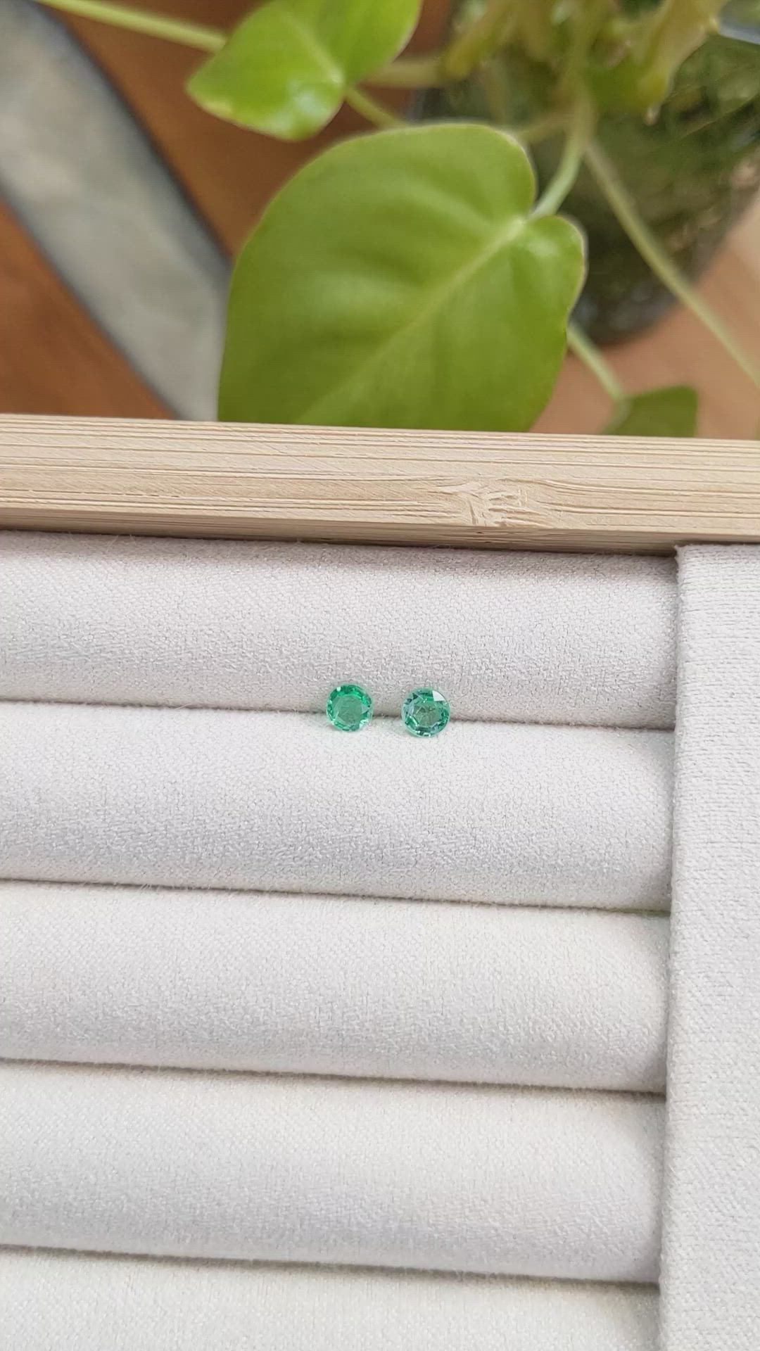 0.47 Ct.Tw.Total Carat Weight Emerald Pair from Zambia Size Video