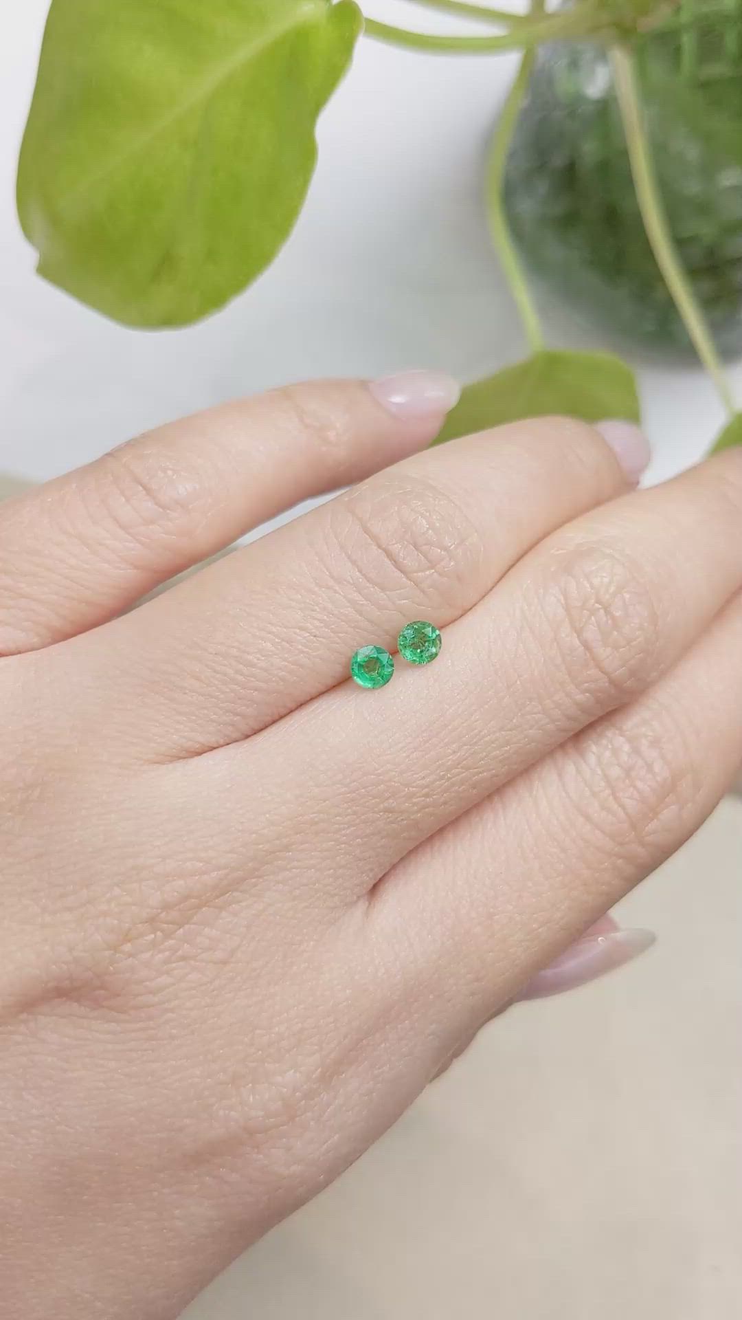 0.41 Ct.Tw.Total Carat Weight Emerald Pair from Zambia Size Video