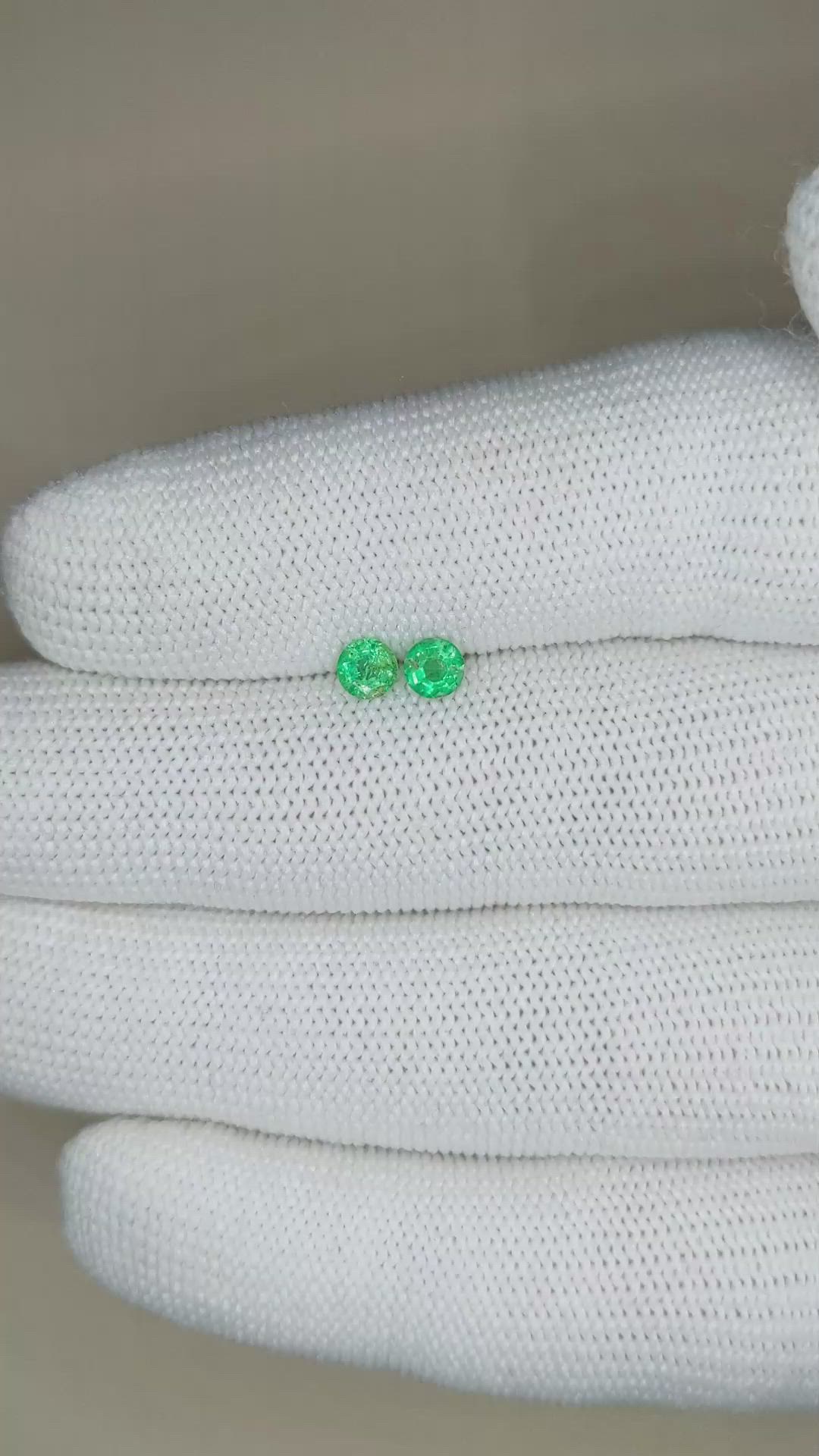 0.41 Ct.Tw.Total Carat Weight Emerald Pair from Zambia Size Video