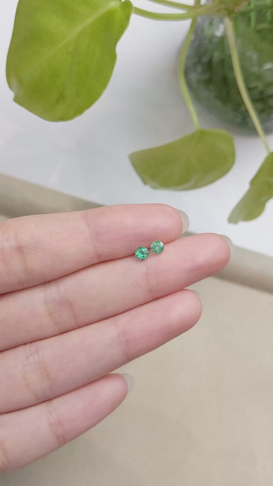0.35 Ct.Tw.Total Carat Weight Emerald Pair from Zambia Size Video