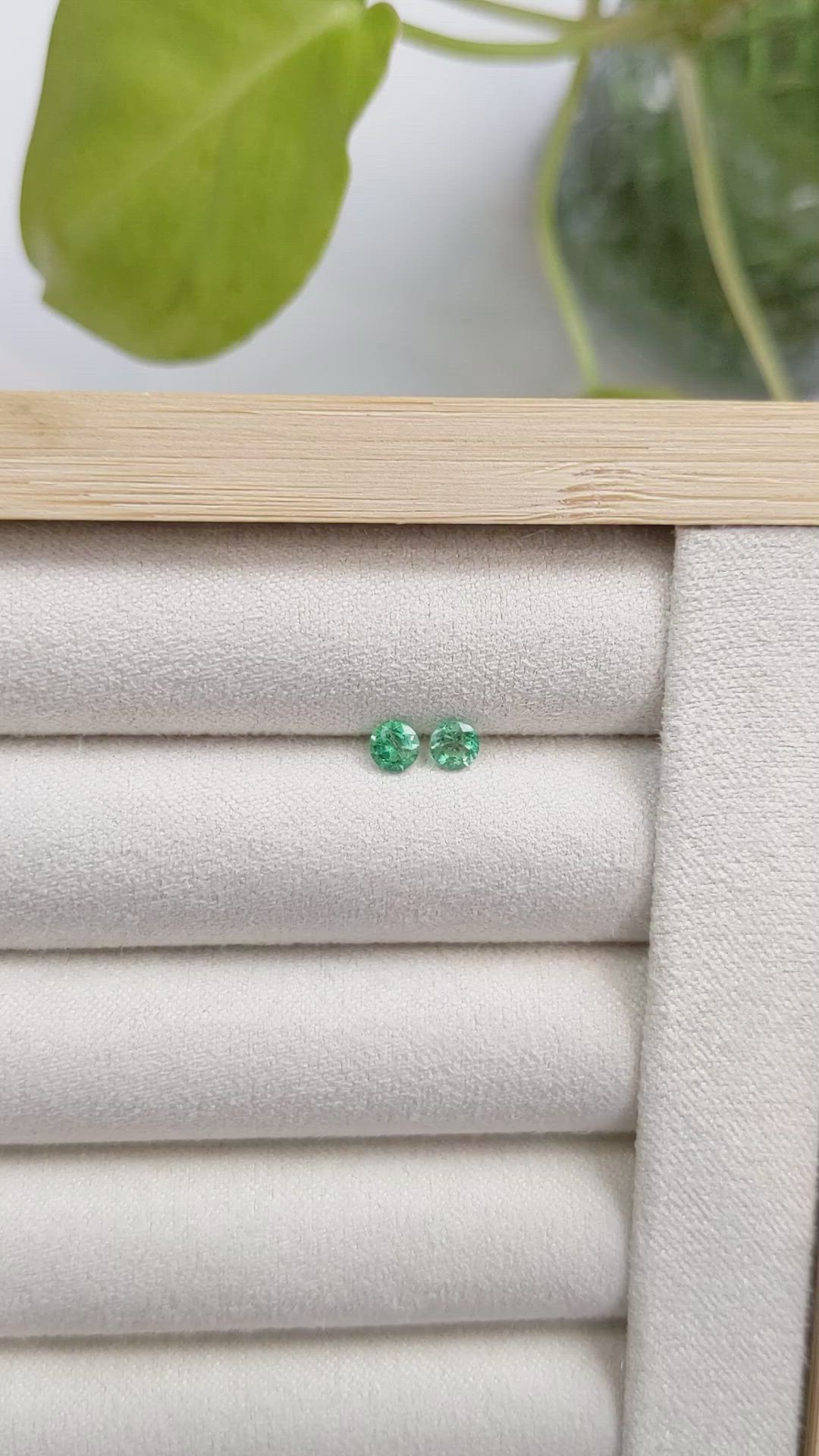 0.35 Ct.Tw.Total Carat Weight Emerald Pair from Zambia Size Video