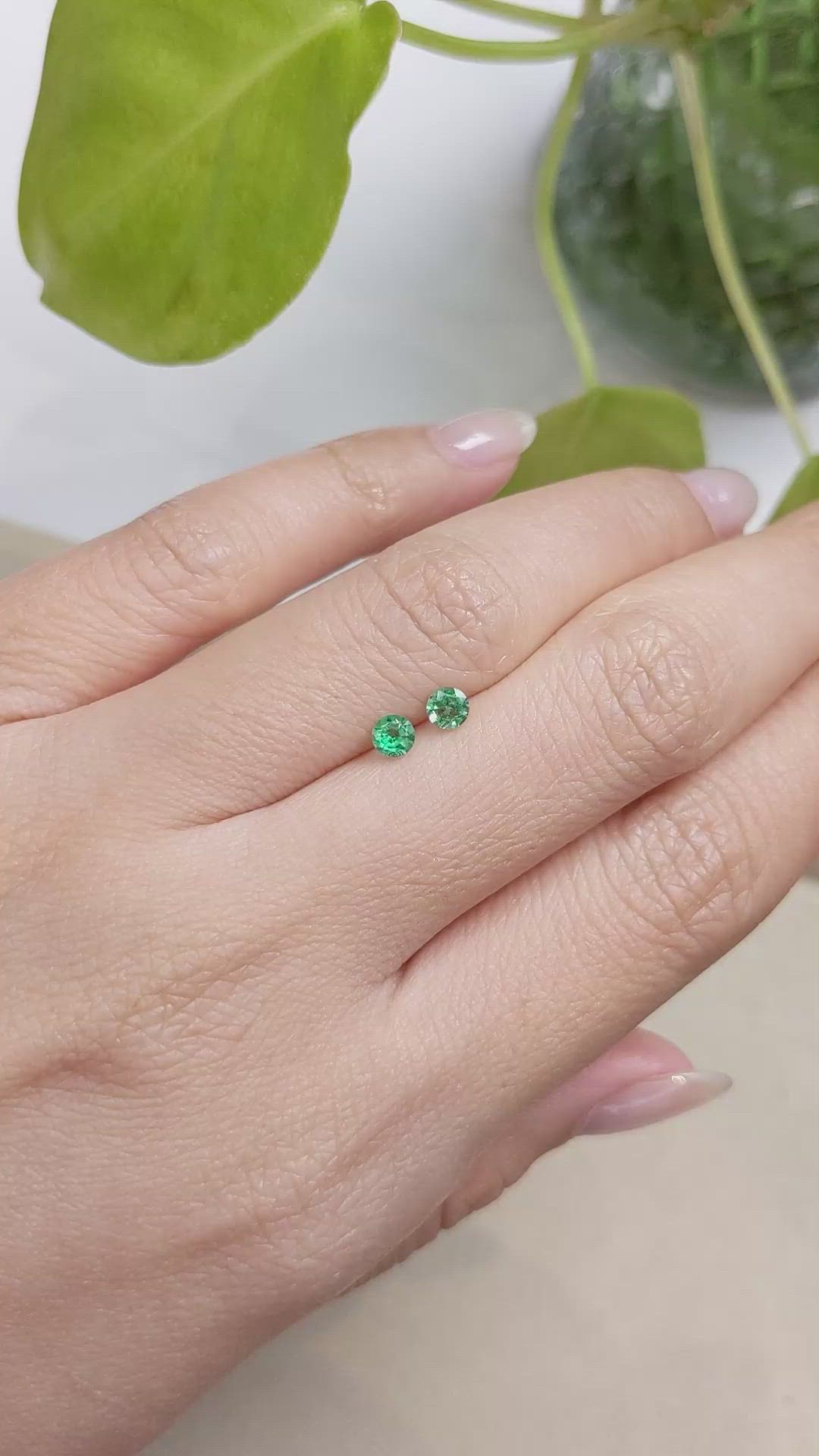 0.35 Ct.Tw.Total Carat Weight Emerald Pair from Zambia Size Video